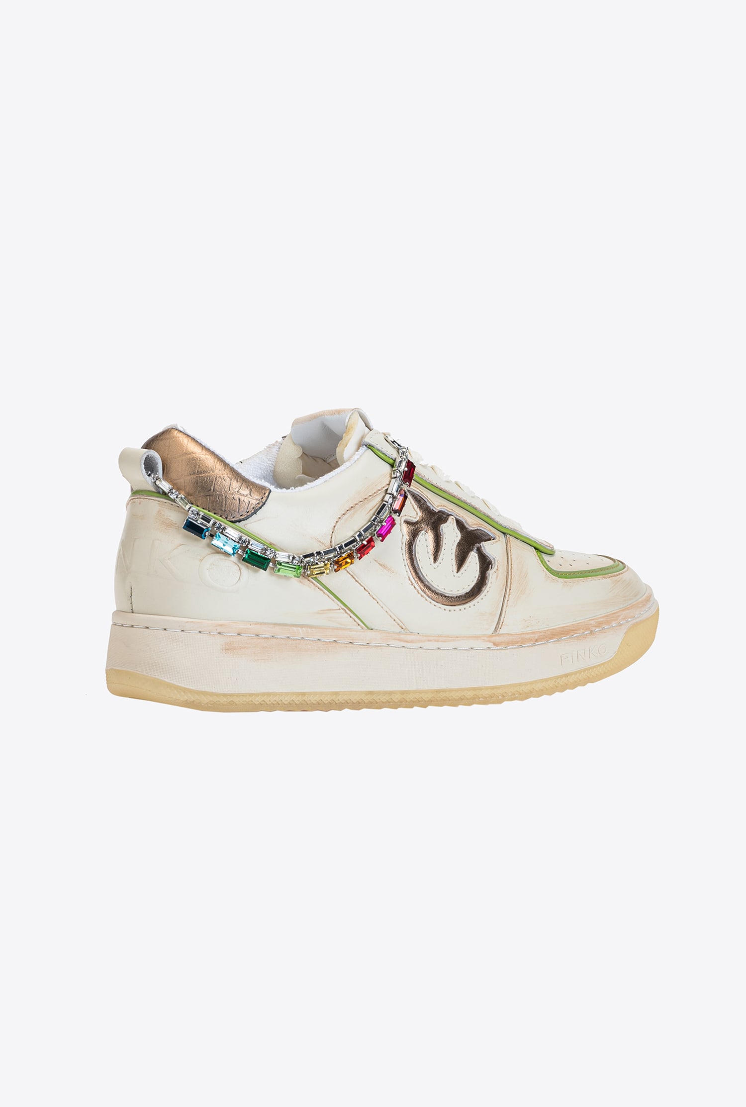 Flat sneakers with jewel detail