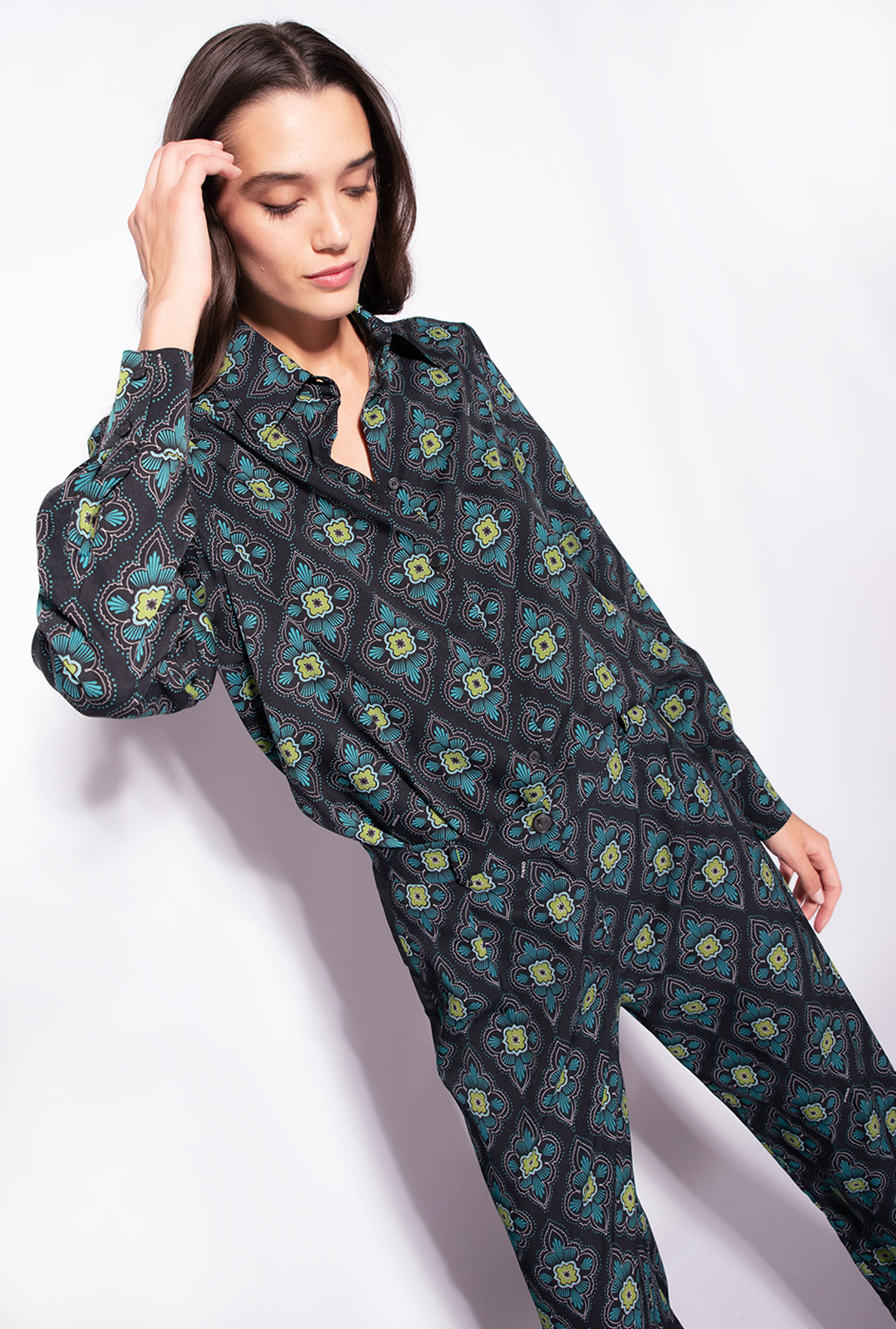 Geometric floral shirt