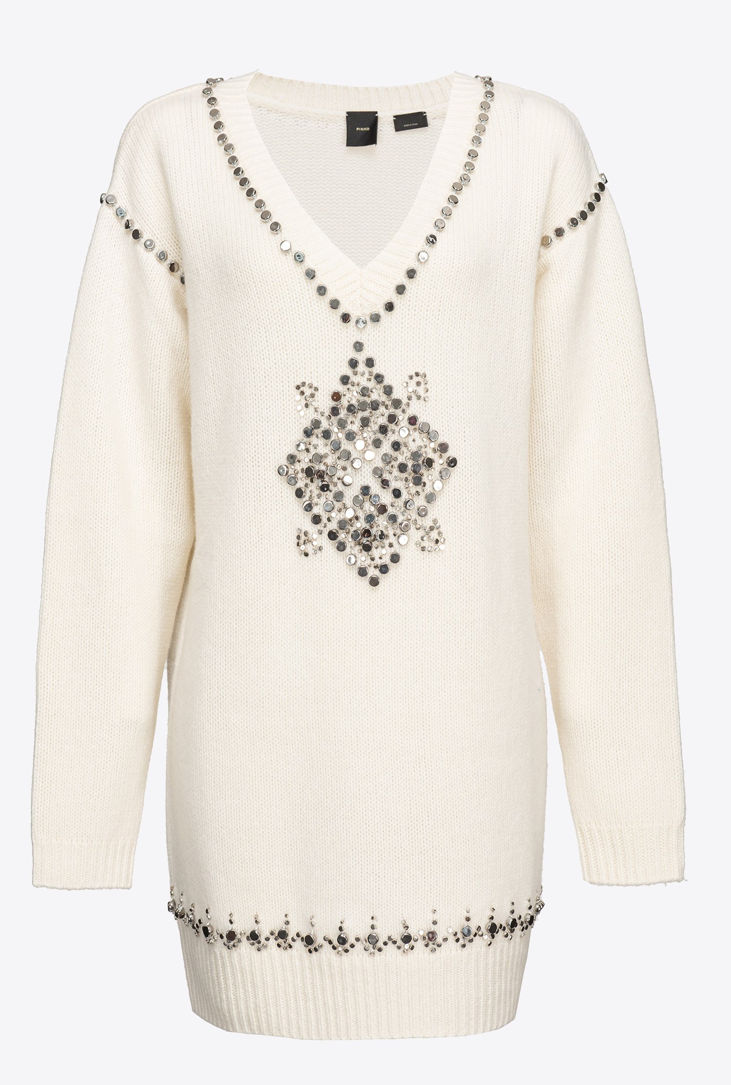 Knit dress with metal embellishment