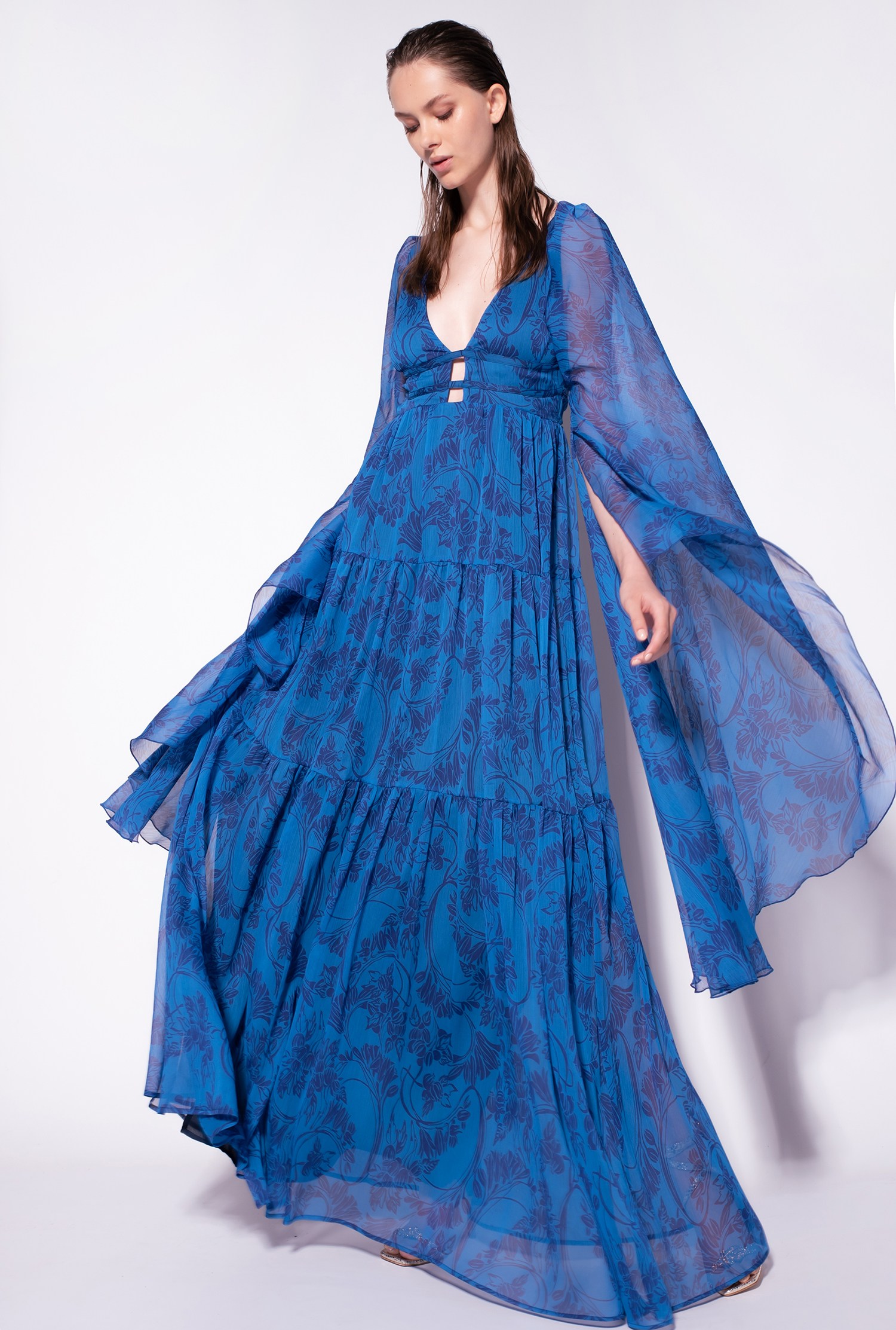 Long dress with ramage floral print