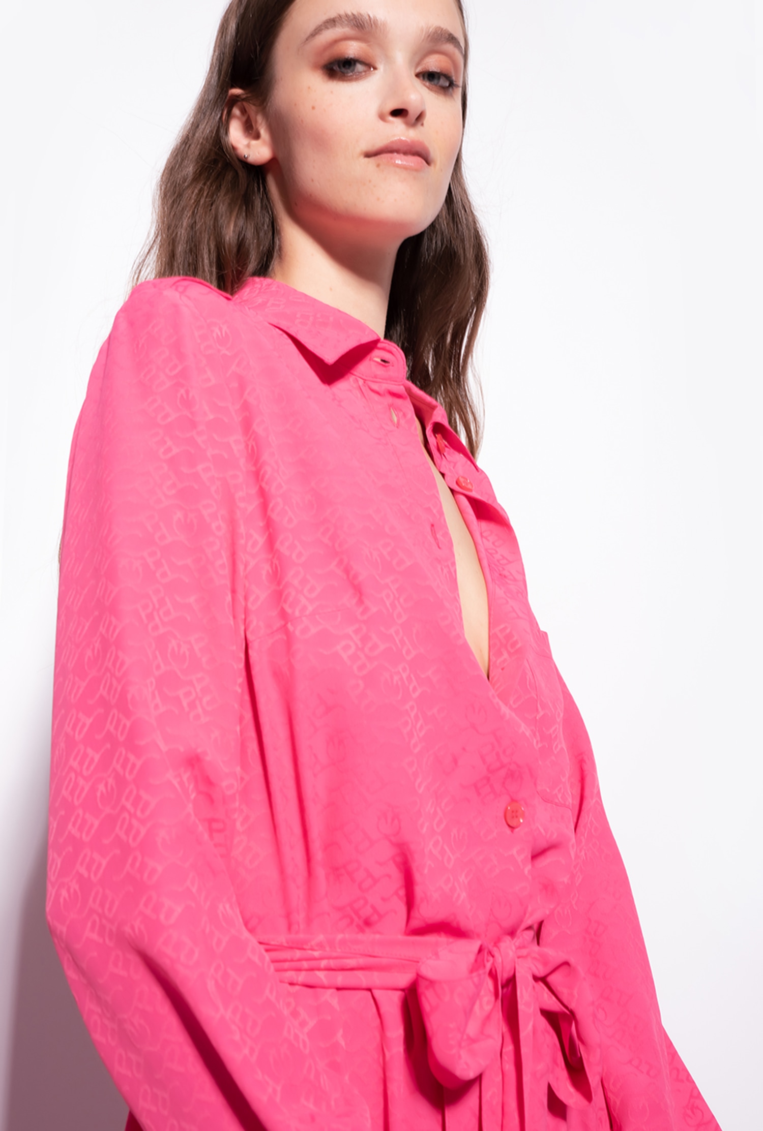 Jacquard shirt dress with logo print