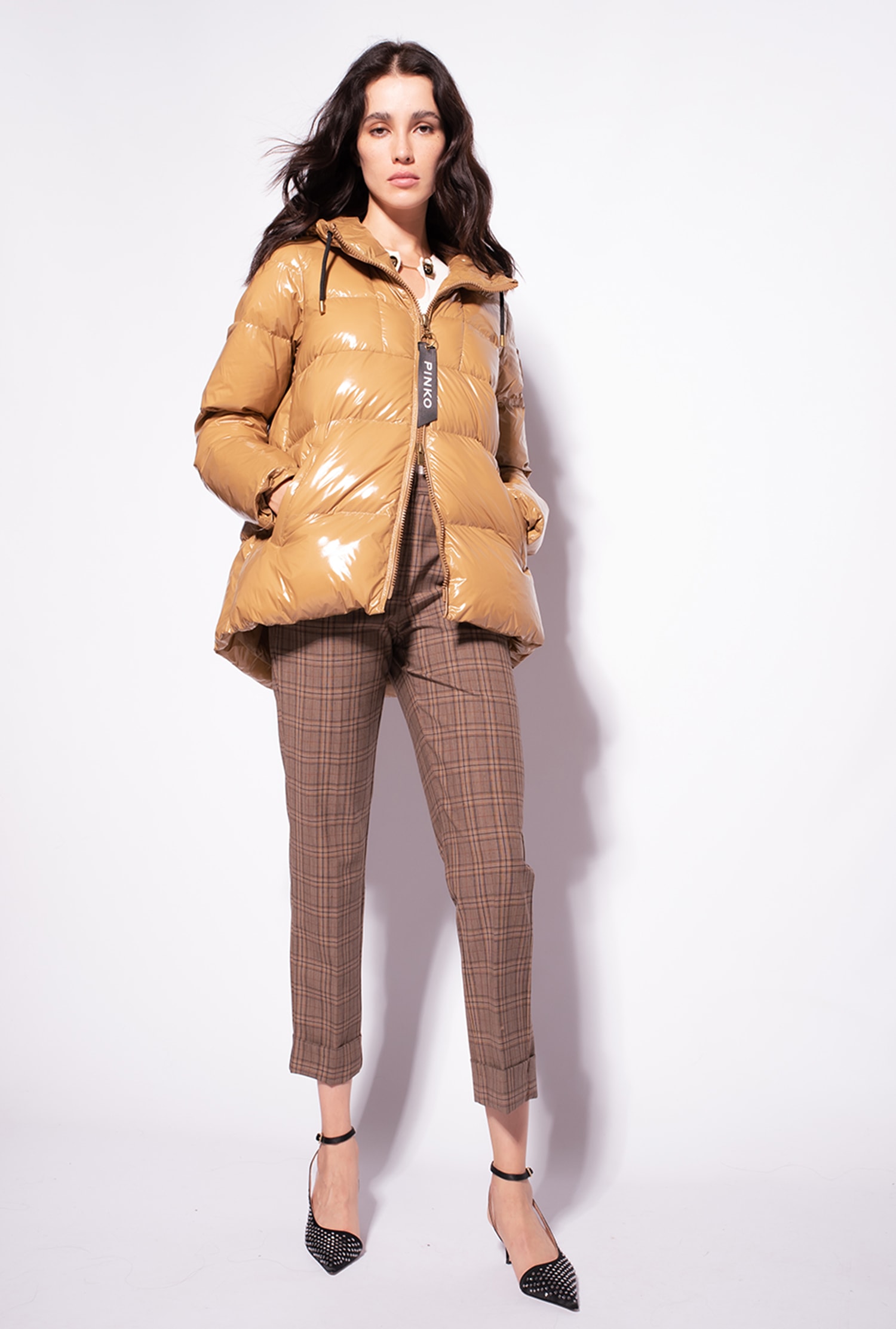 Crystal nylon pea jacket