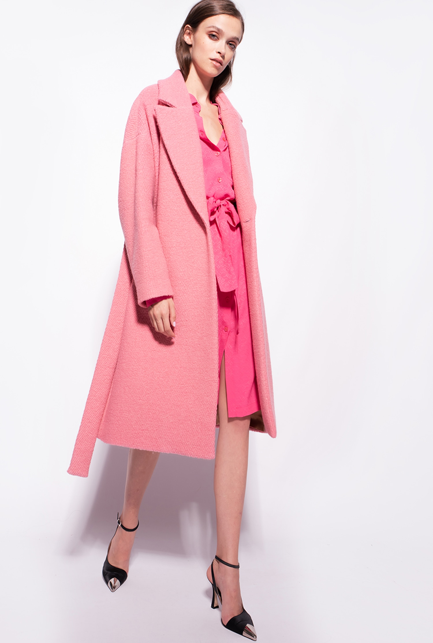 Jacquard shirt dress with logo print