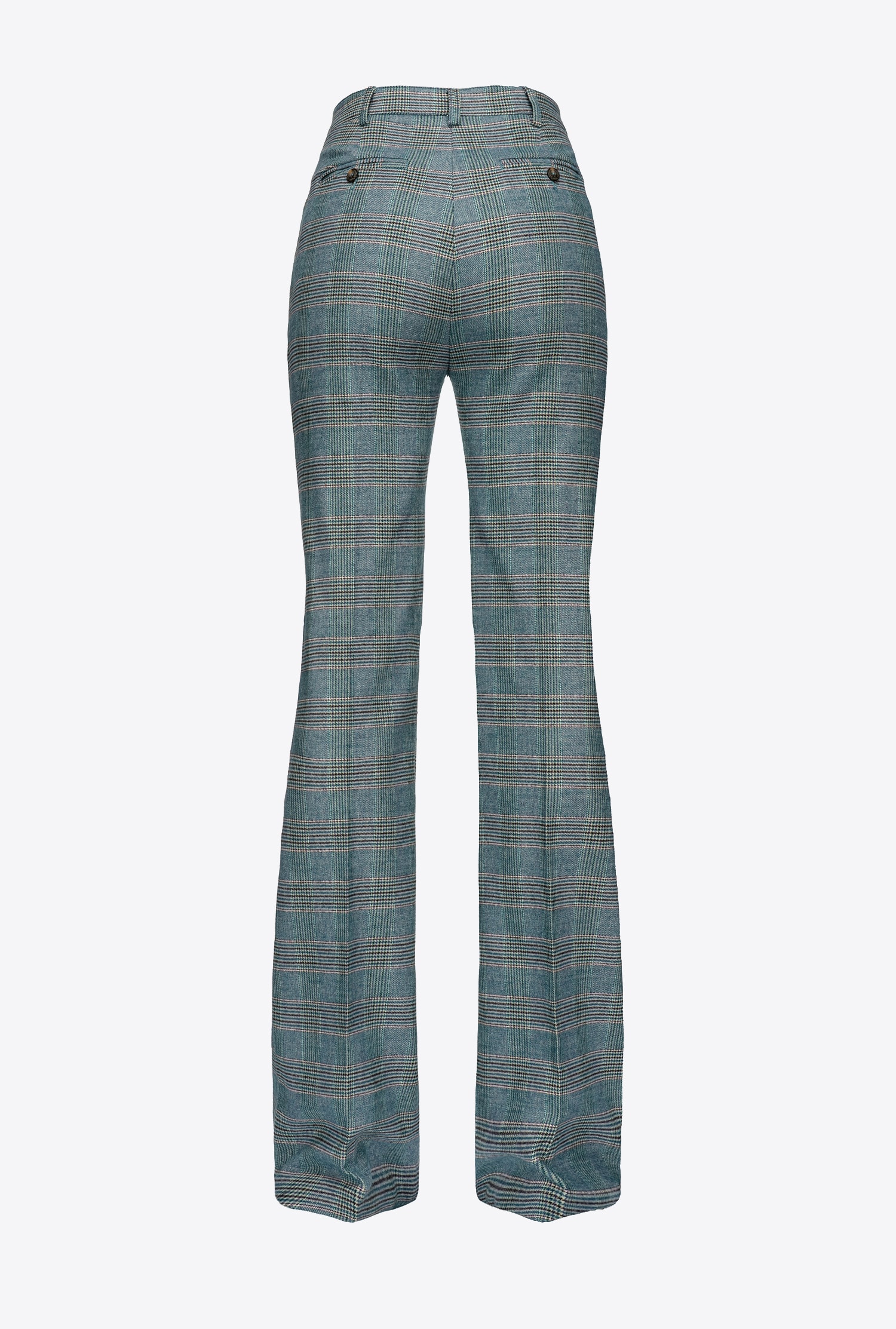 Flared Prince-of-Wales flannel trousers