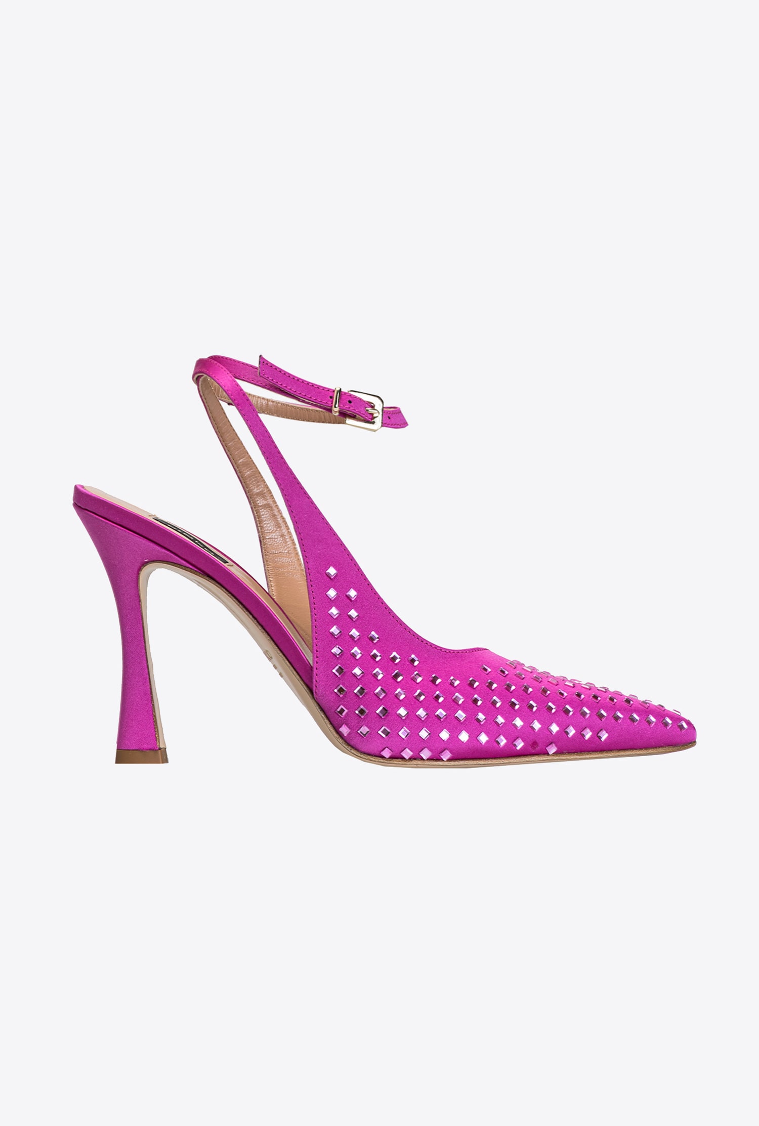 Heeled slingbacks with rhinestones