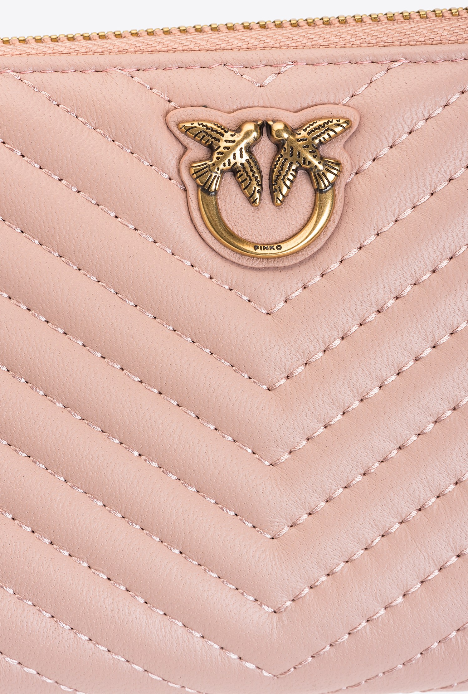 Zip-around wallet in chevron-patterned nappa