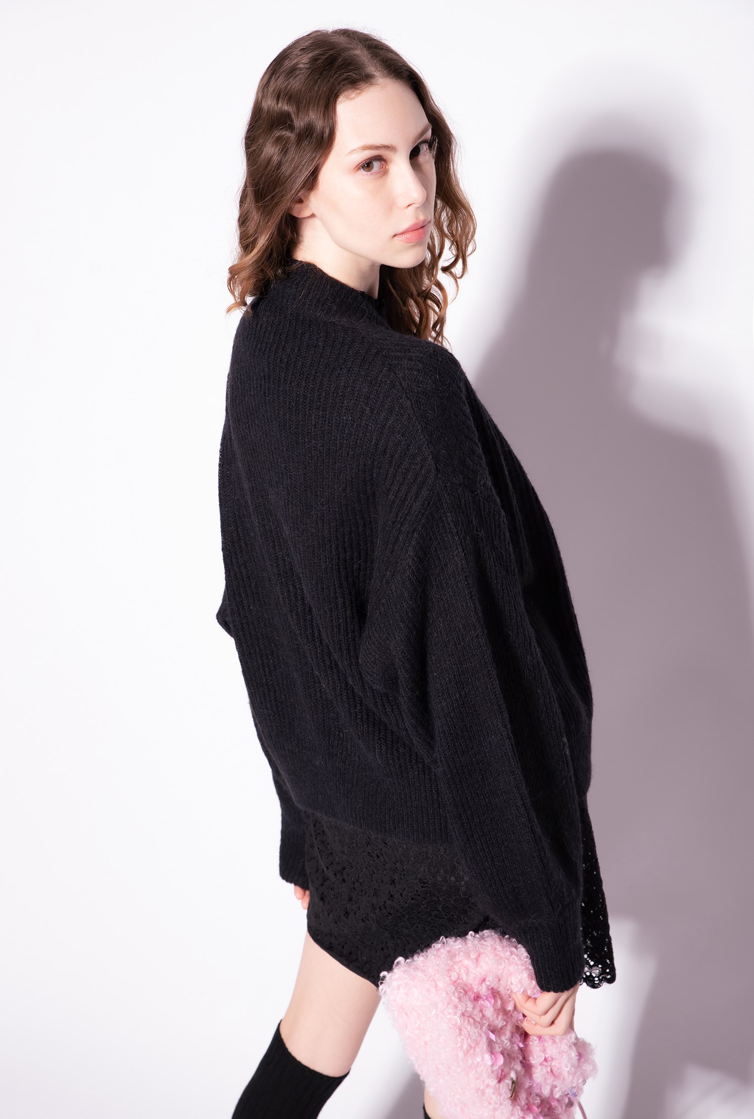 Cropped rib-knit cardigan