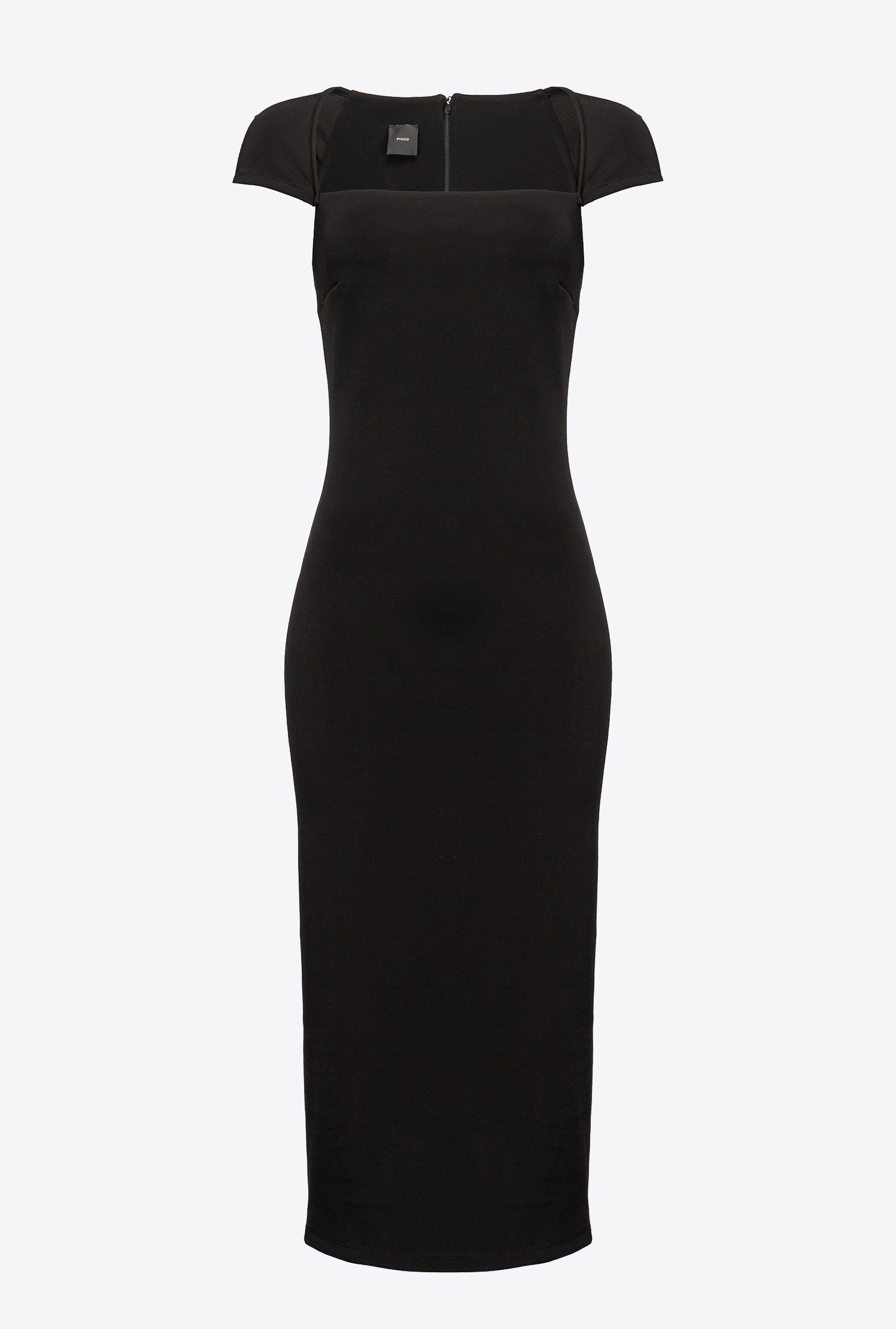 Long, plain, snug-fitting dress