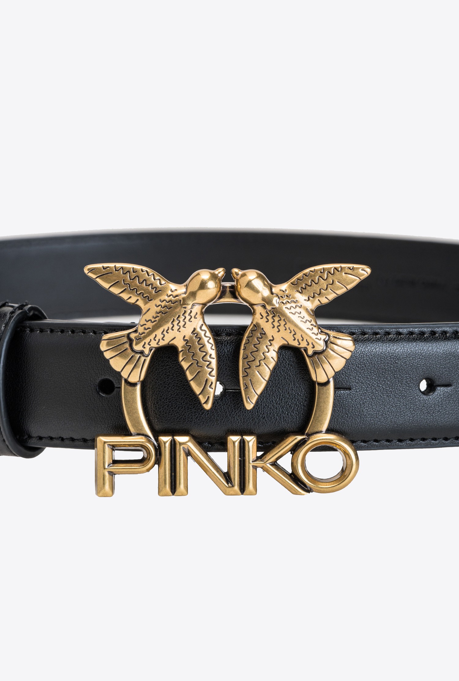 Leather belt with Love Birds logo