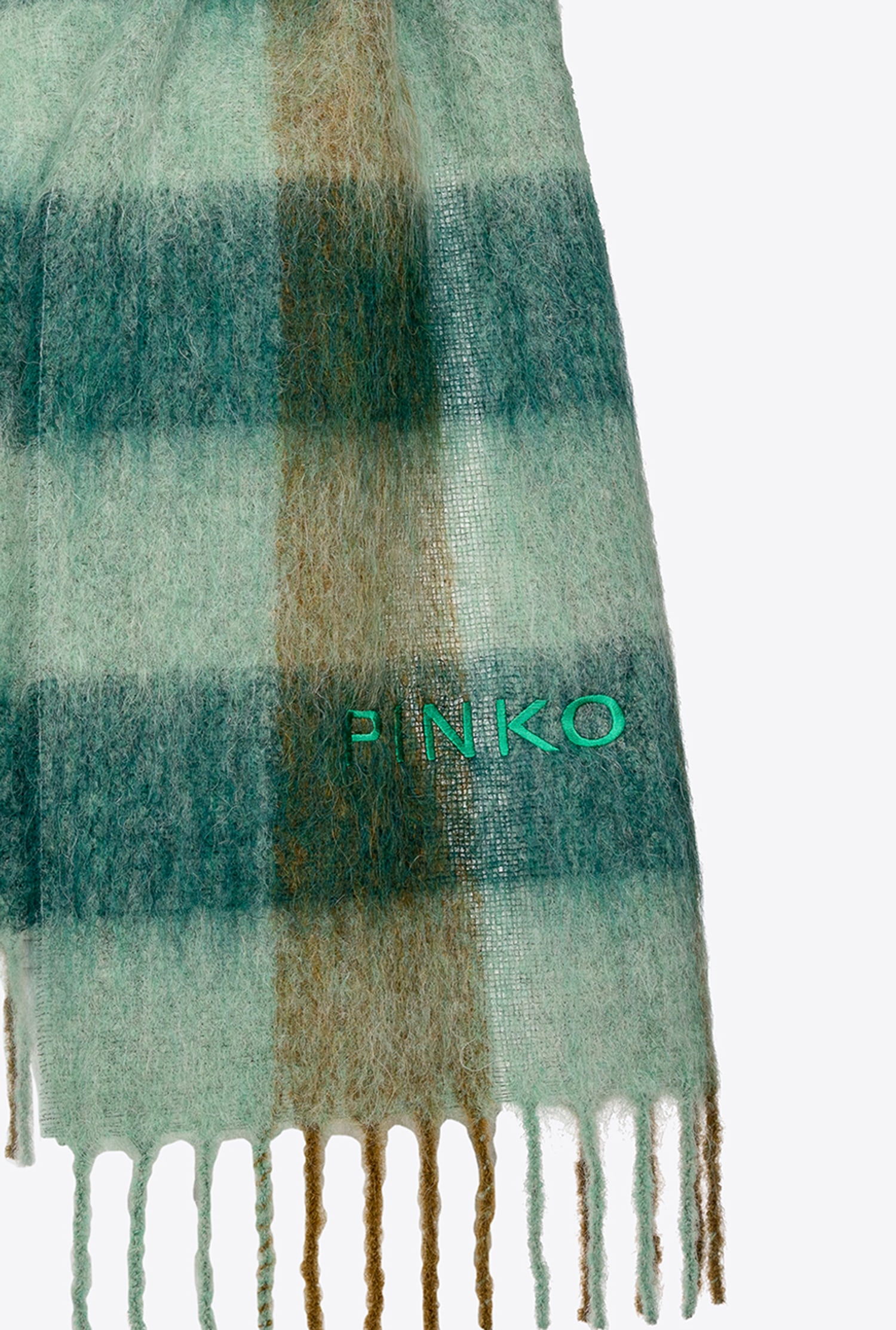 Check scarf with embroidery