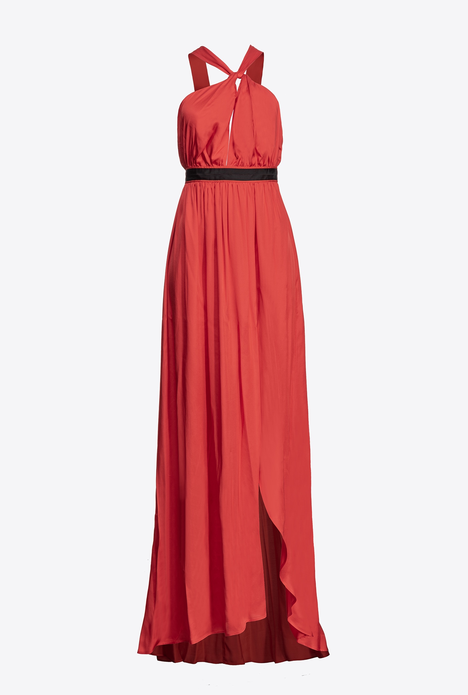 Long, one-shoulder satin dress