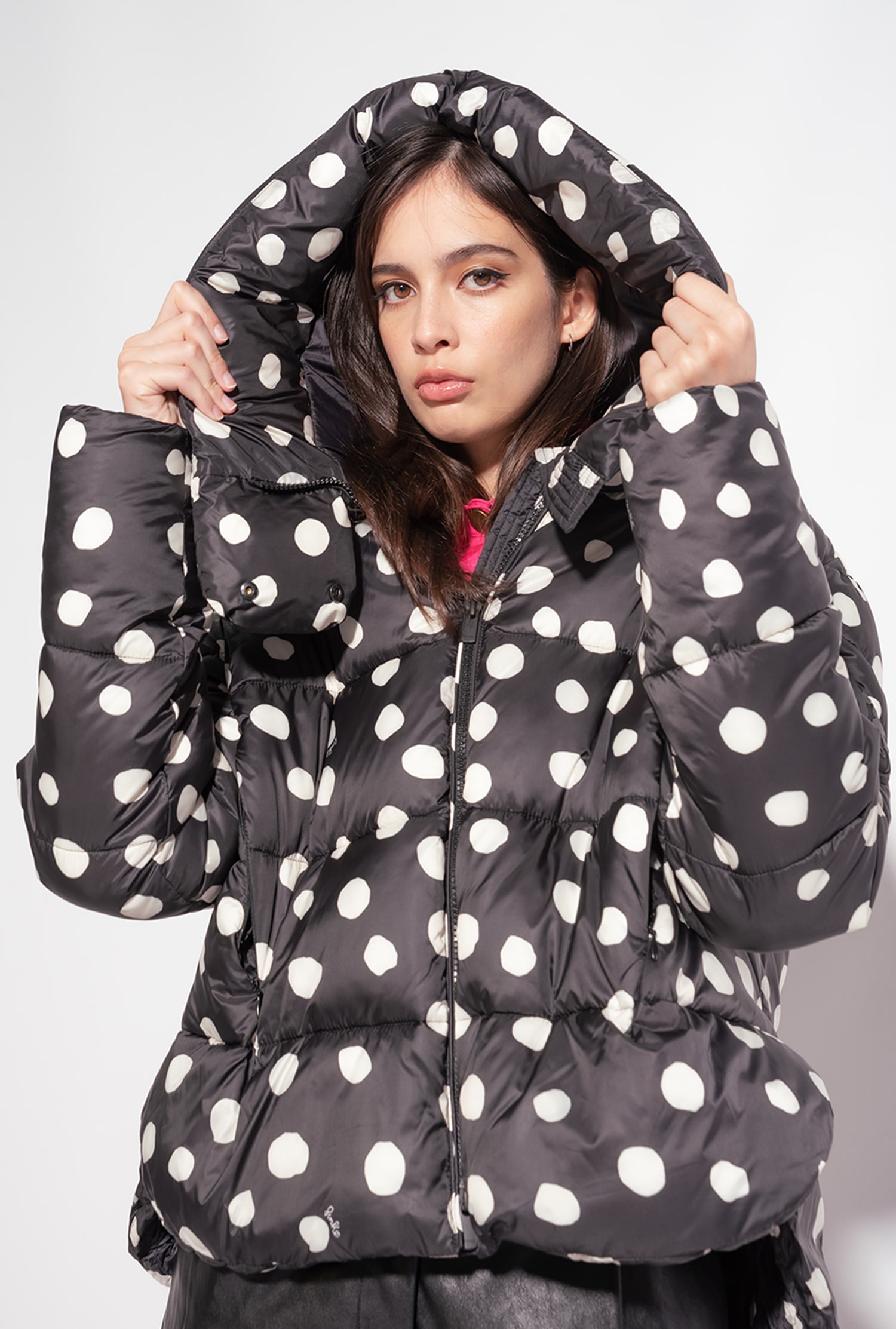 Polka-dot down jacket