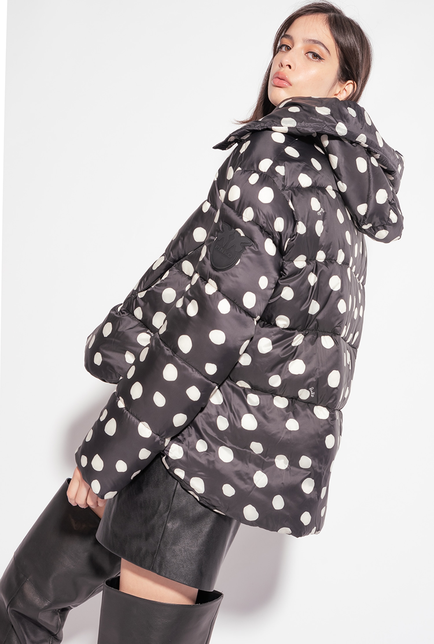 Polka-dot down jacket