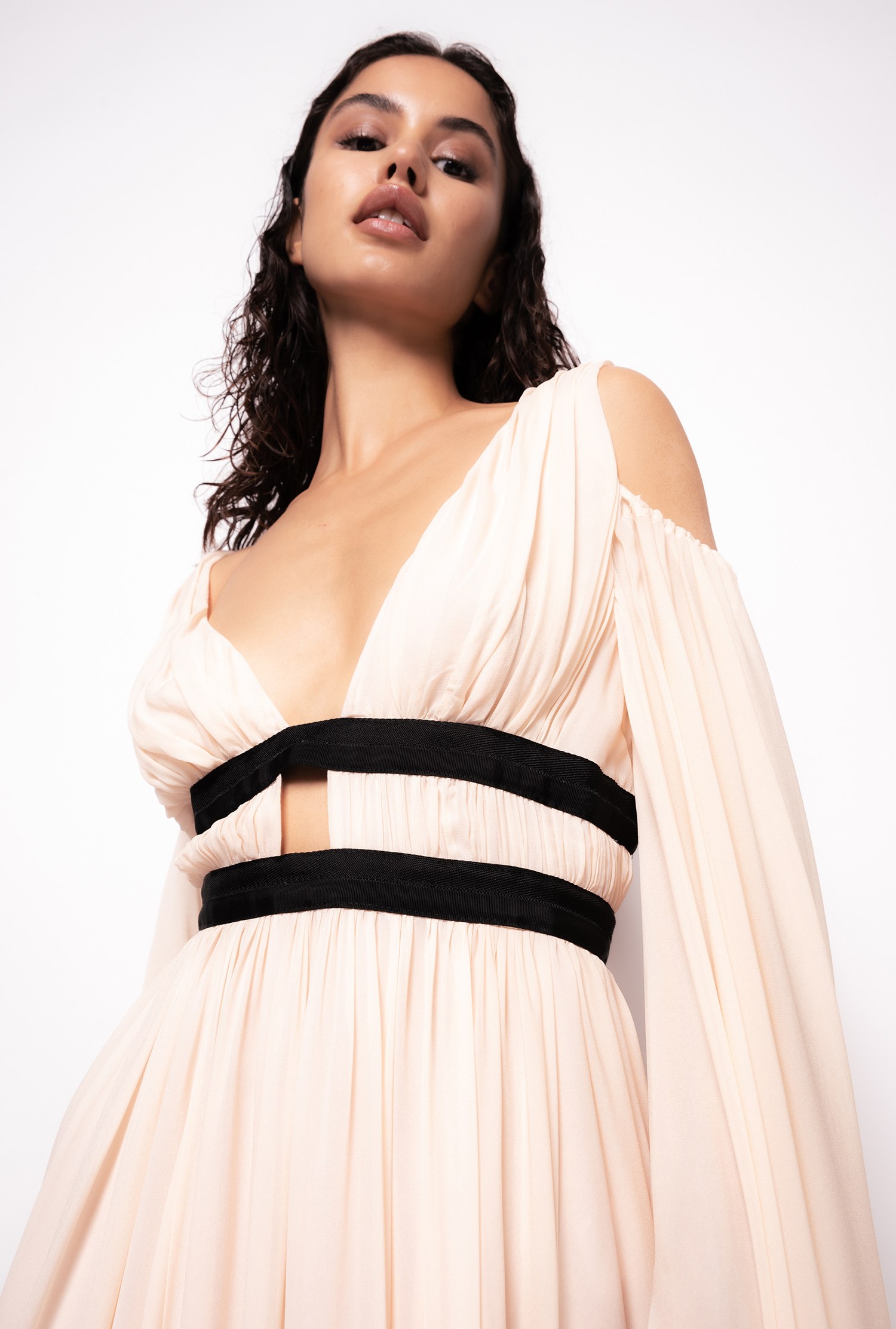 Off-the-shoulder midi dress