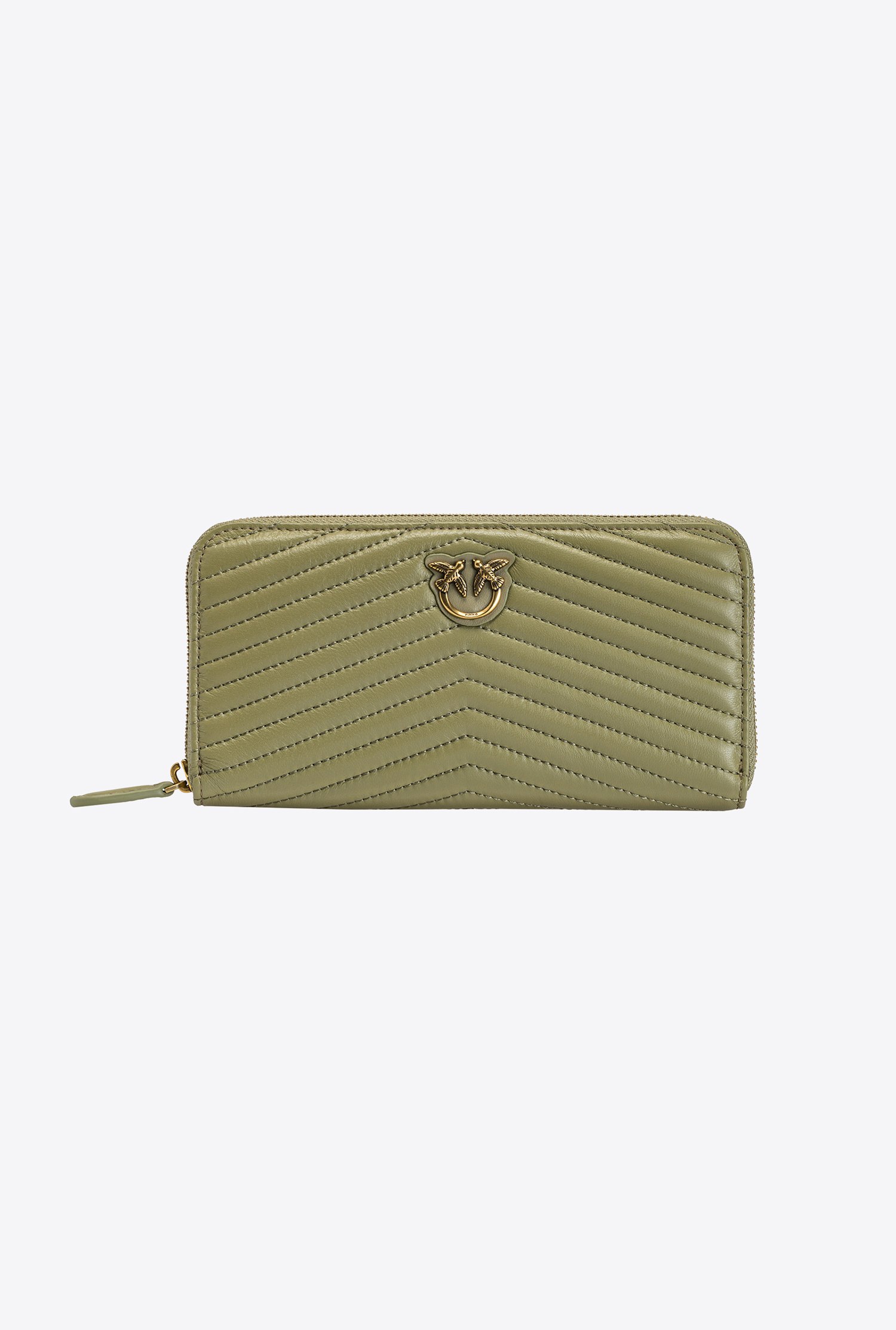 Zip-around purse in chevron-patterned nappa leather