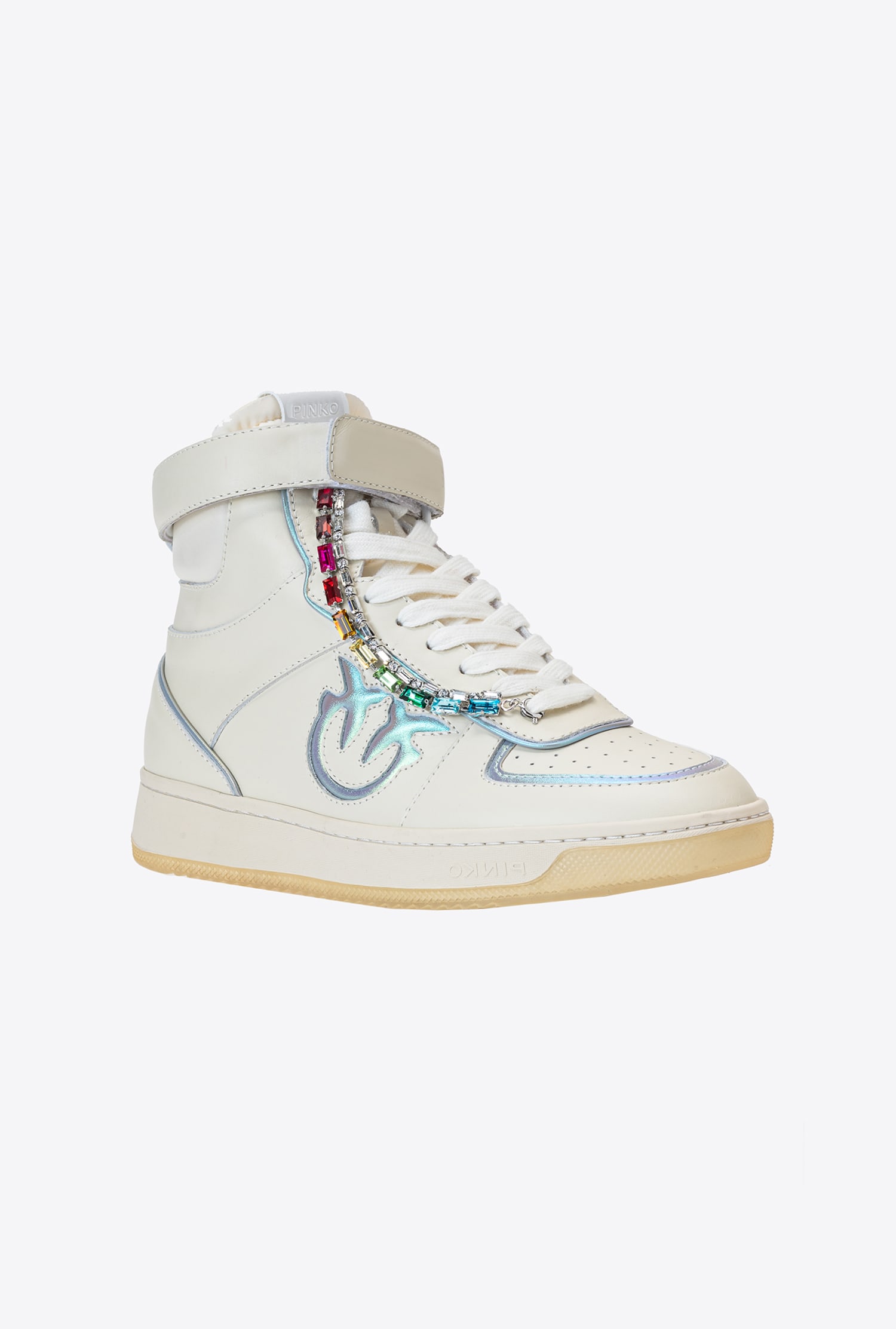 High-top sneakers with jewel detail