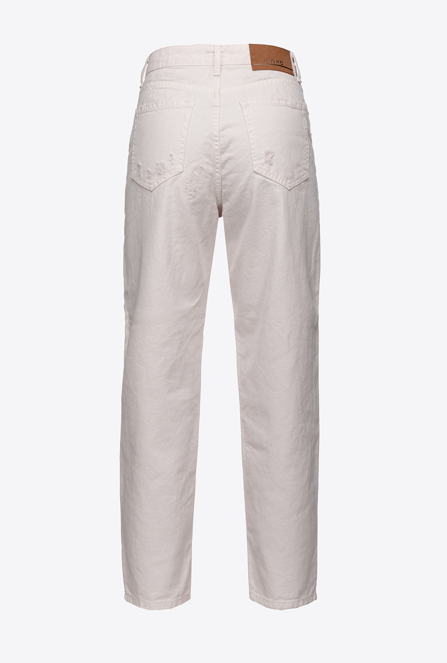 Mom-fit trousers in ripped bull fabric