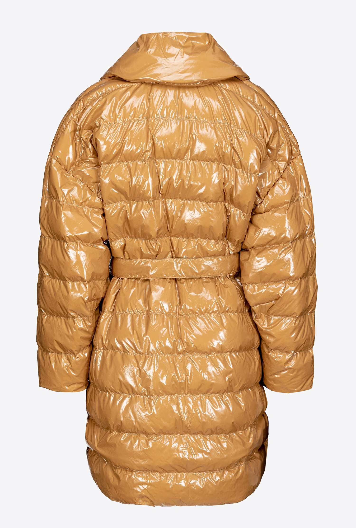 Padded crystal nylon double-breasted jacket