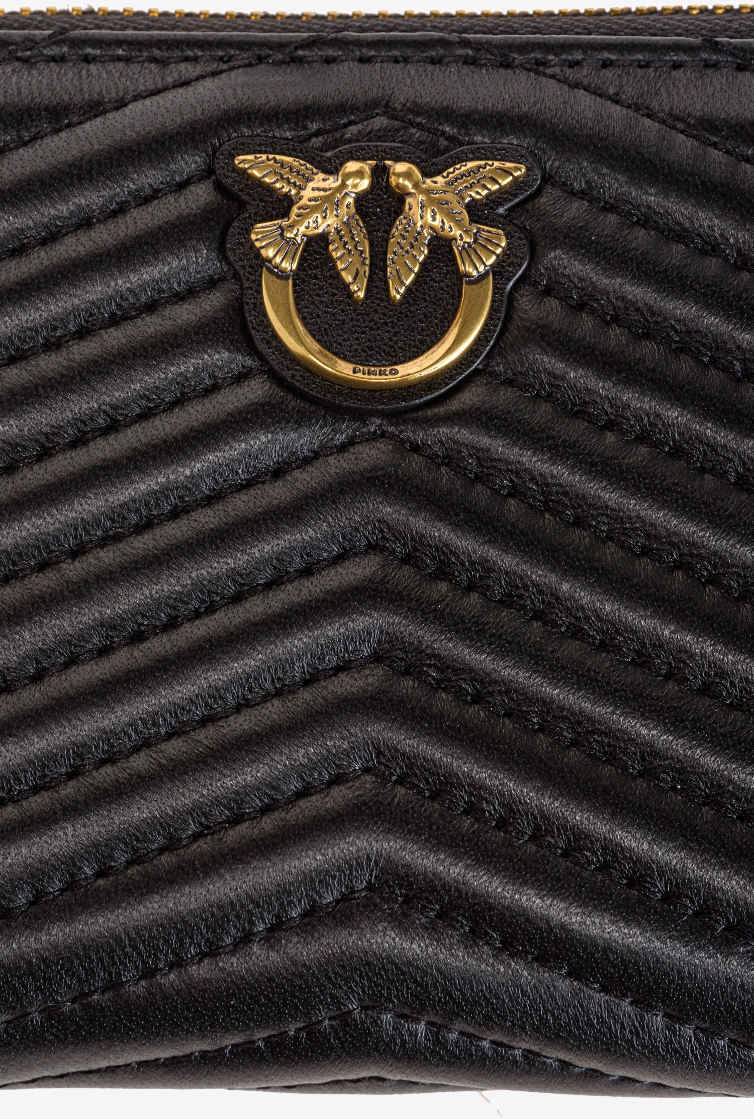 Small zip-around purse in chevron-patterned nappa leather