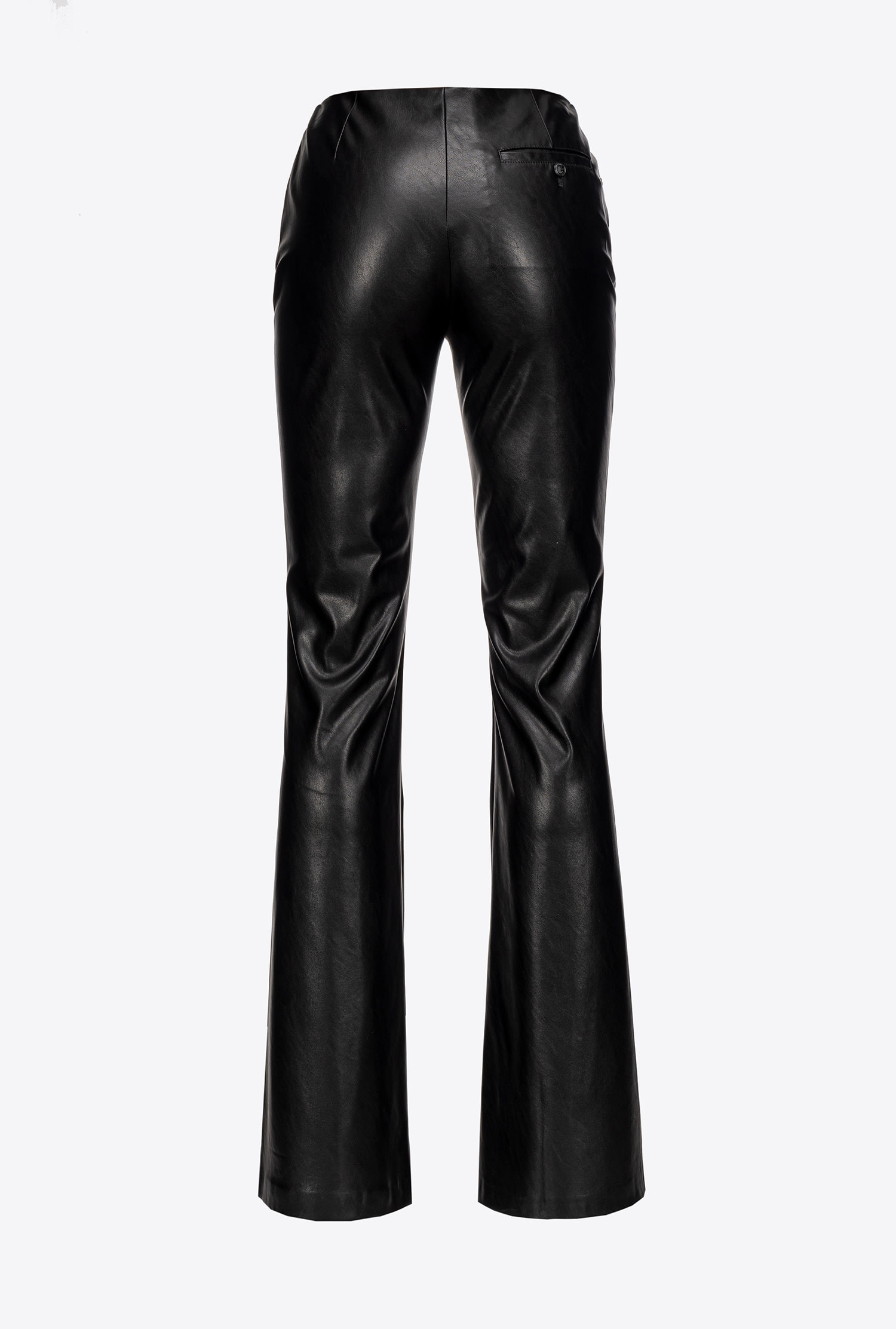 Leather-effect flared trousers