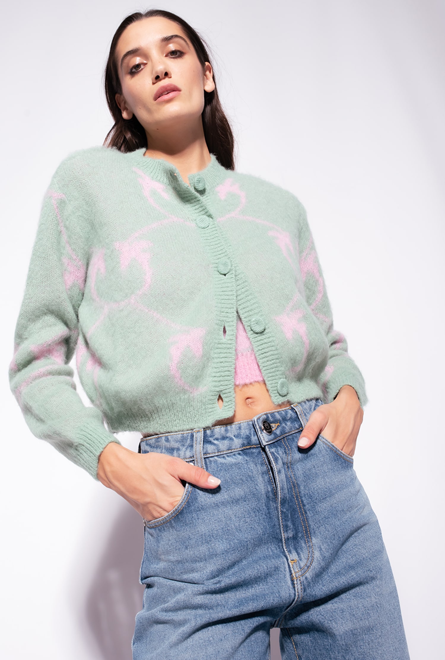 Cropped Monogram jacquard cardigan