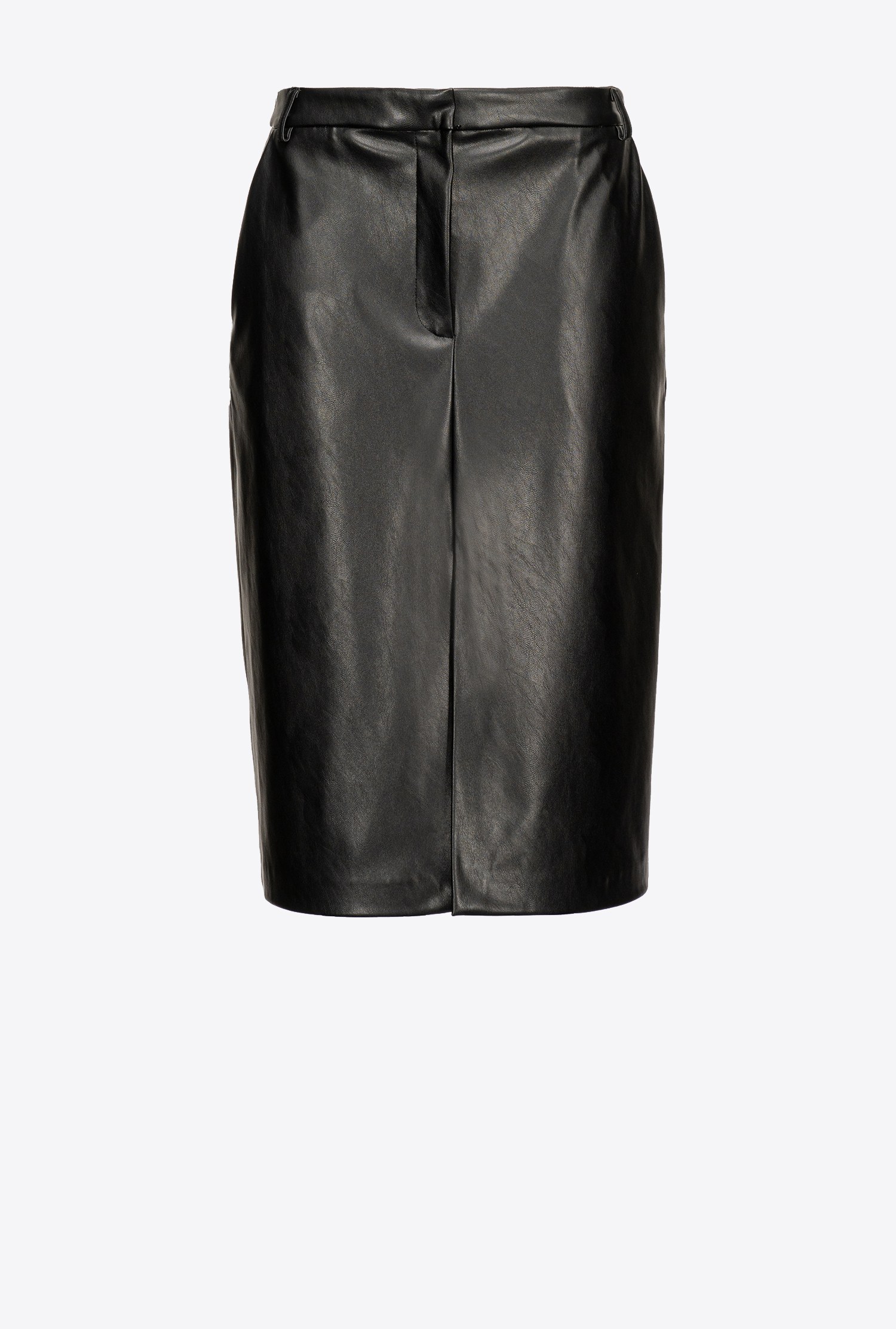 Calf-length leather-effect skirt