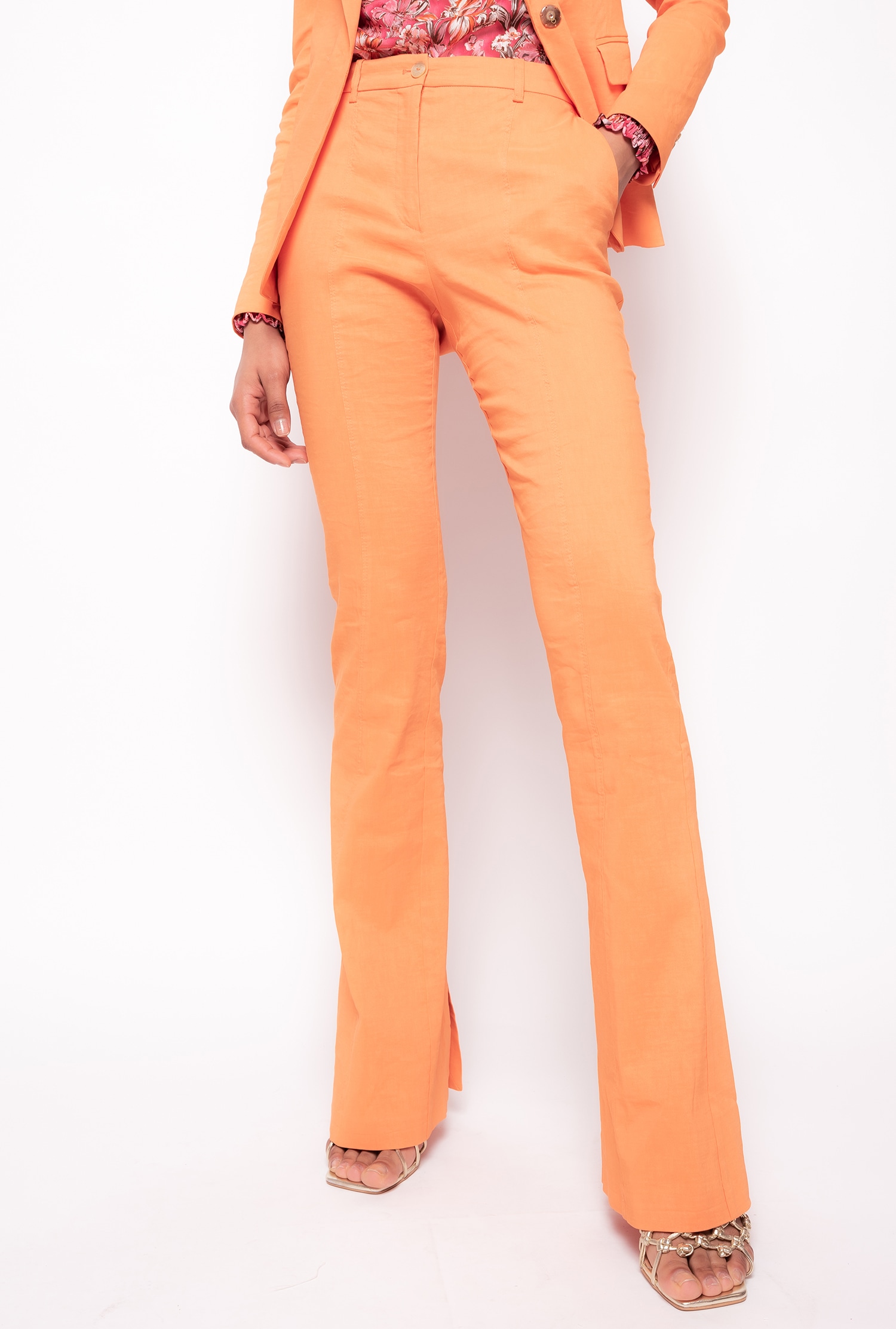 Flared linen trousers