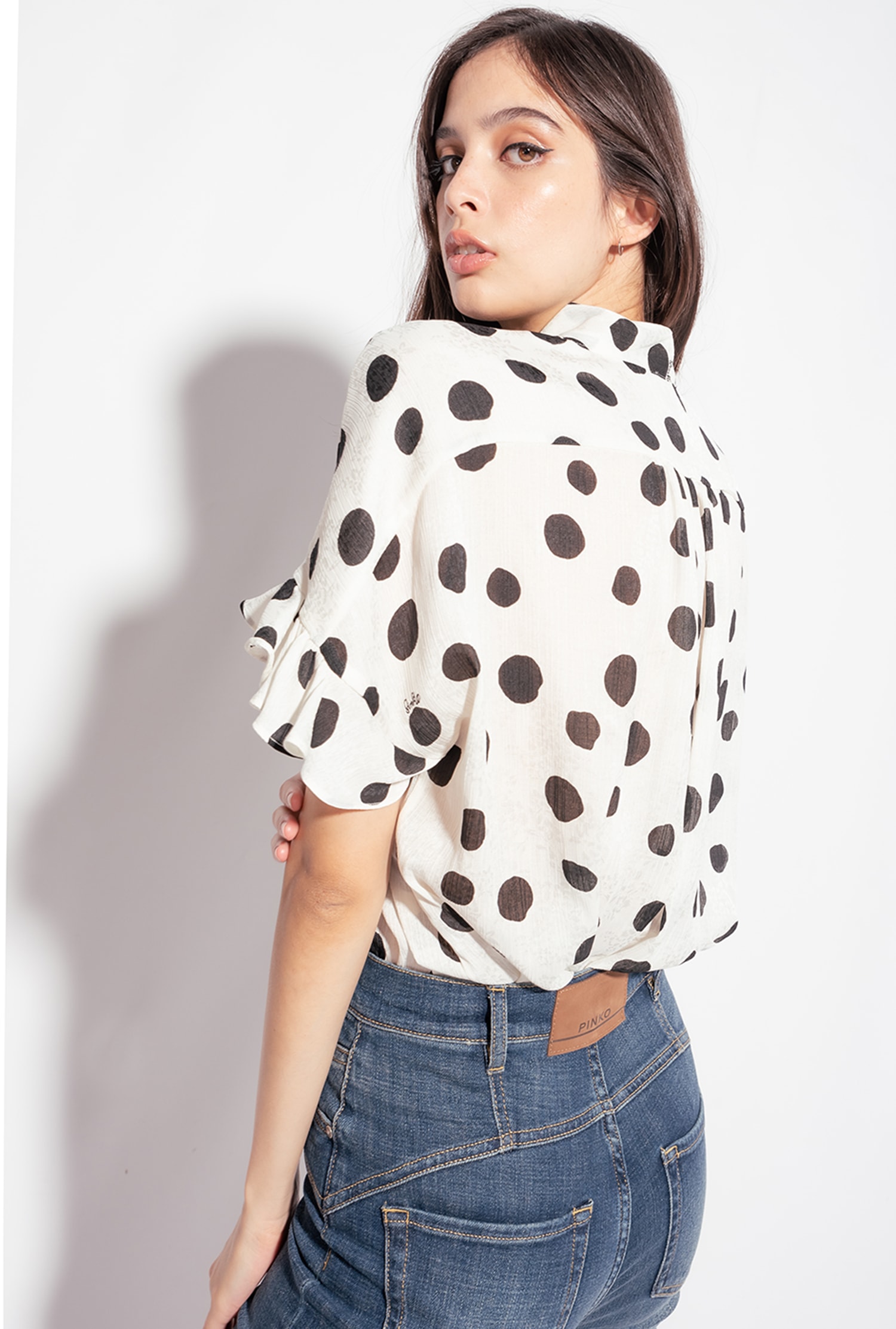 Boxy polka-dot blouse