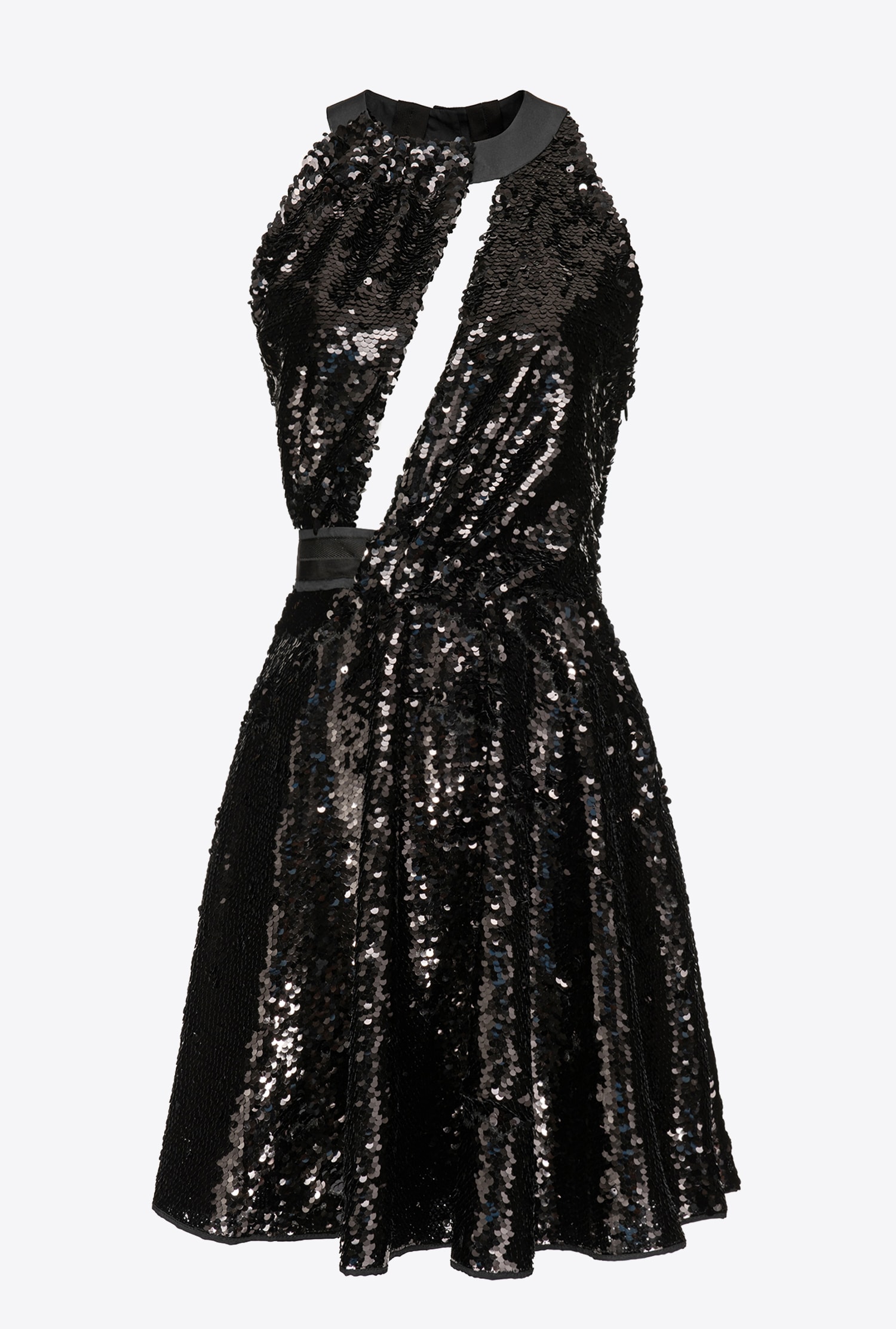 Fully sequinned mini dress with open back