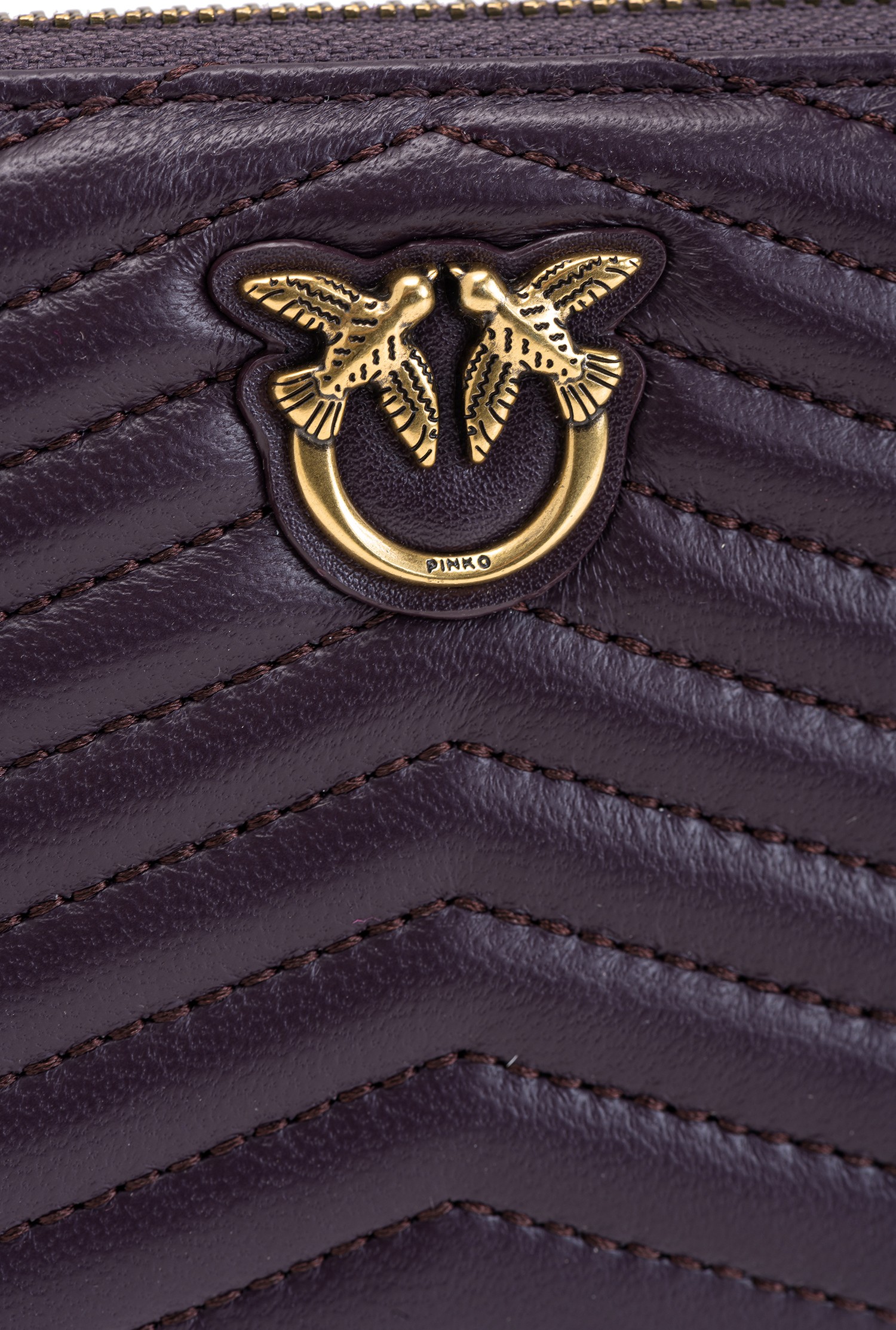 Small zip-around purse in chevron-patterned nappa leather