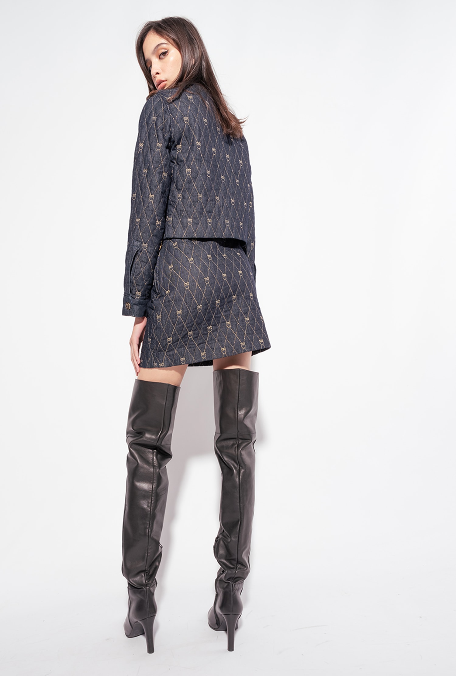 Quilted boxy denim jacket