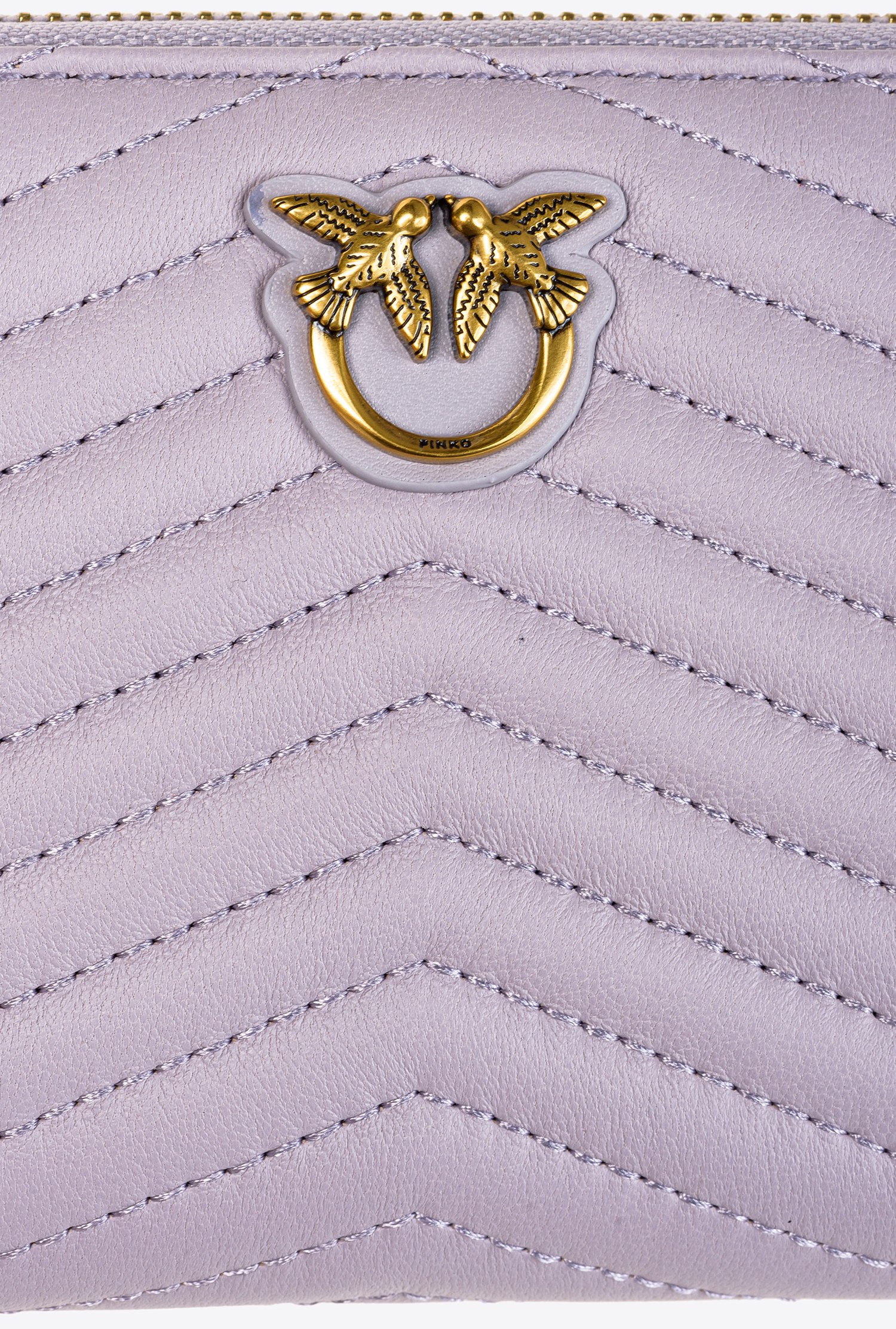 Zip-around purse in chevron-patterned nappa leather