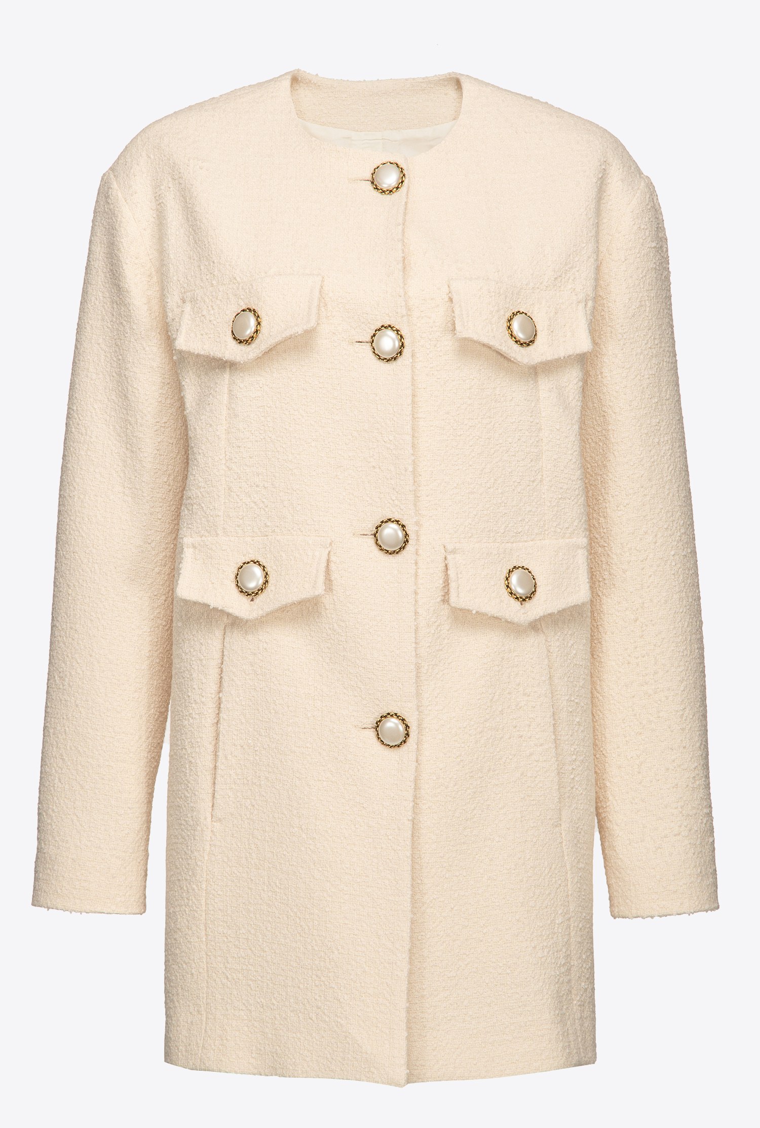 Basketweave bouclé pea coat