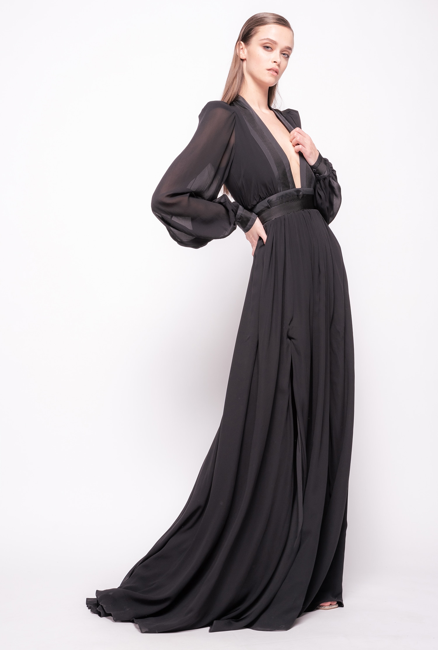 Long, elegant georgette dress