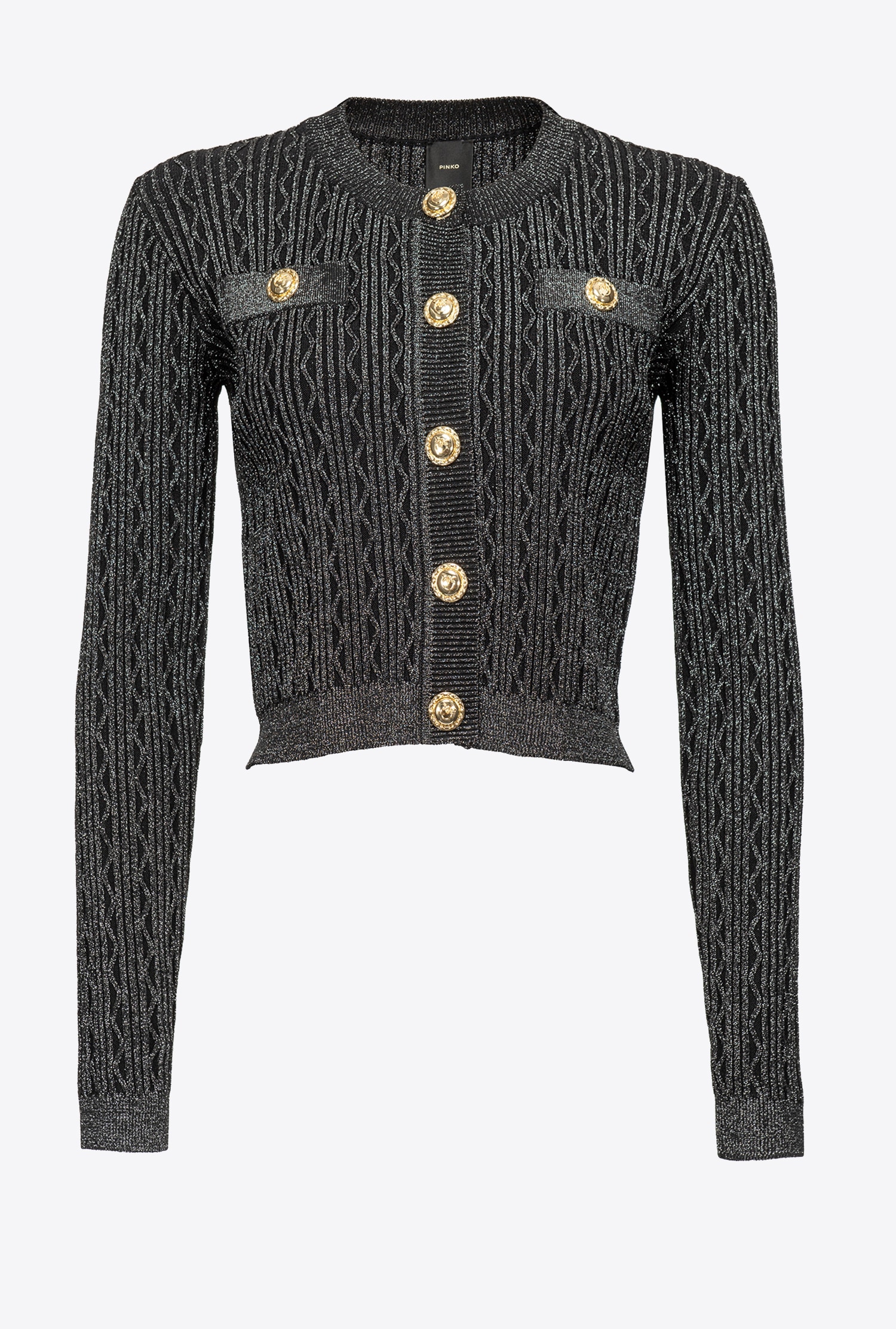Cropped ribbed lurex cardigan
