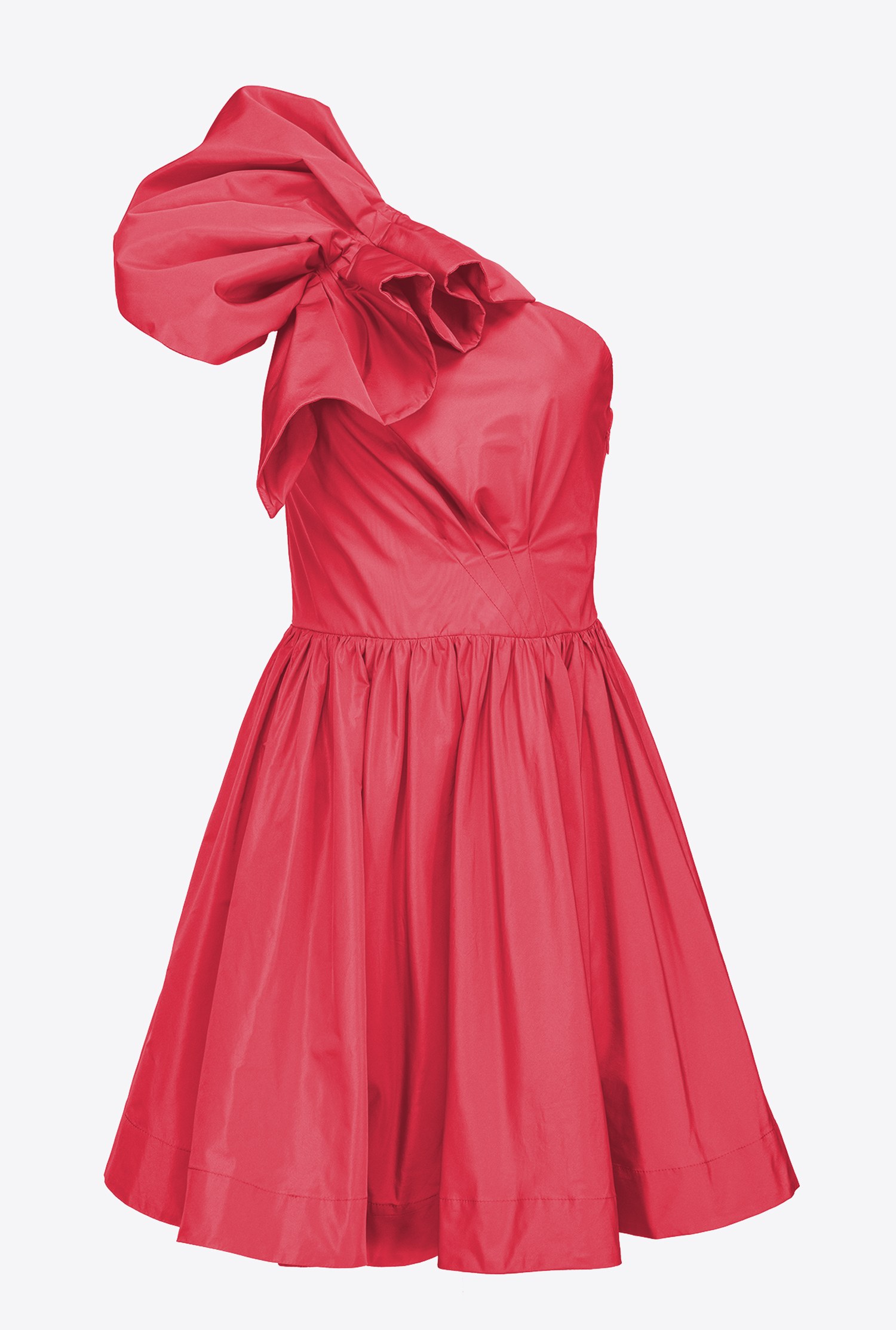 One-shoulder taffeta mini dress