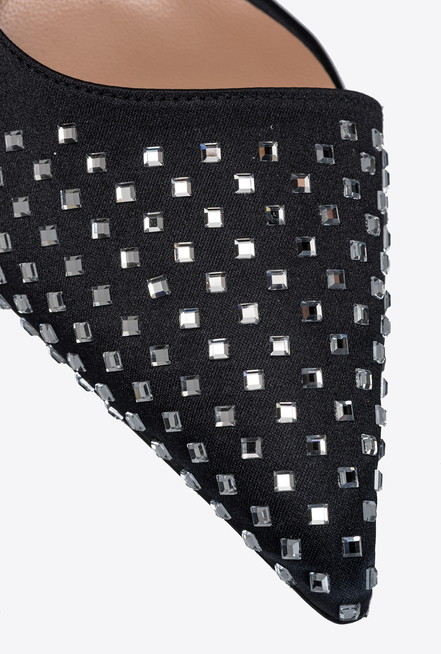 Satin slingbacks with rhinestones