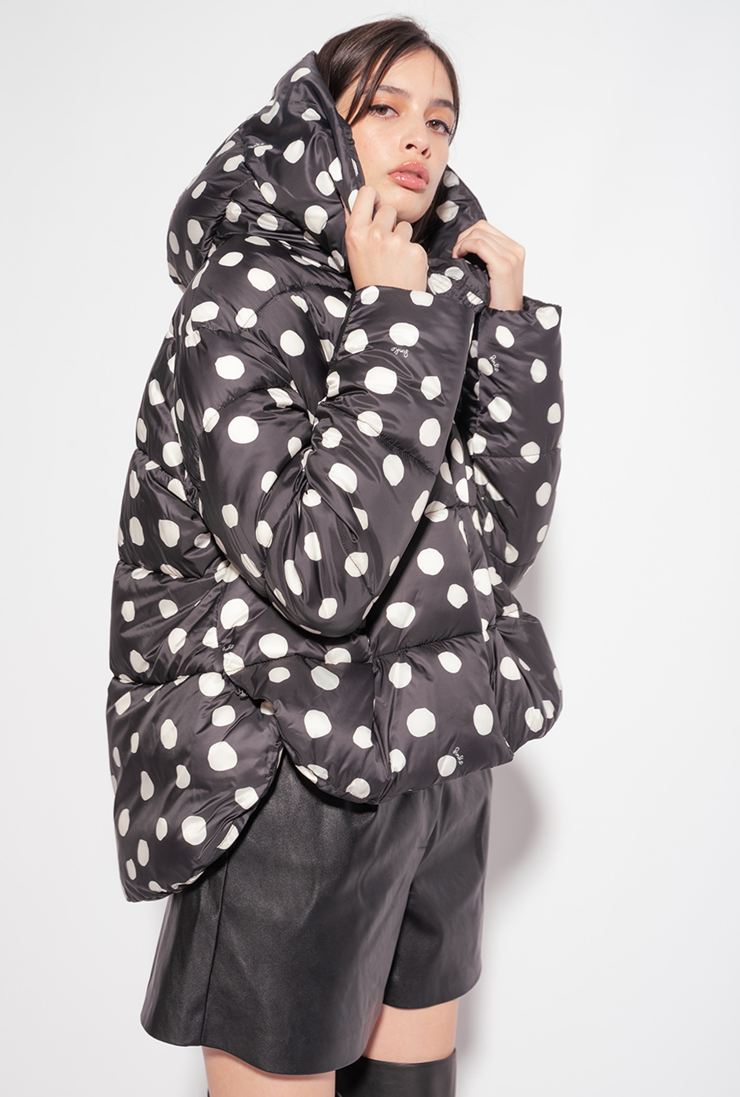 Polka-dot down jacket
