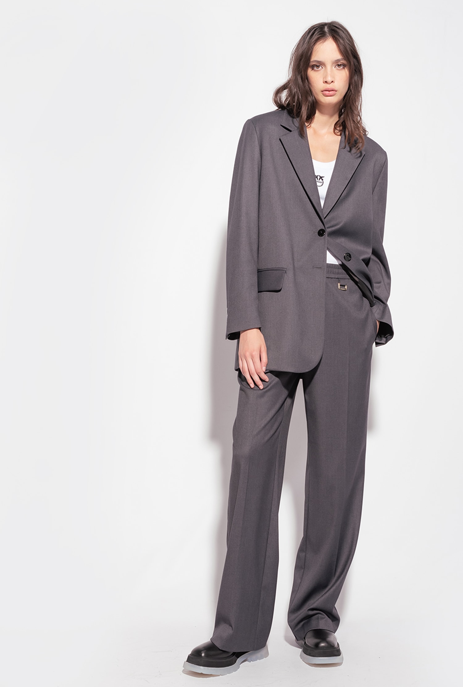 Wide-leg trousers with elastic waist