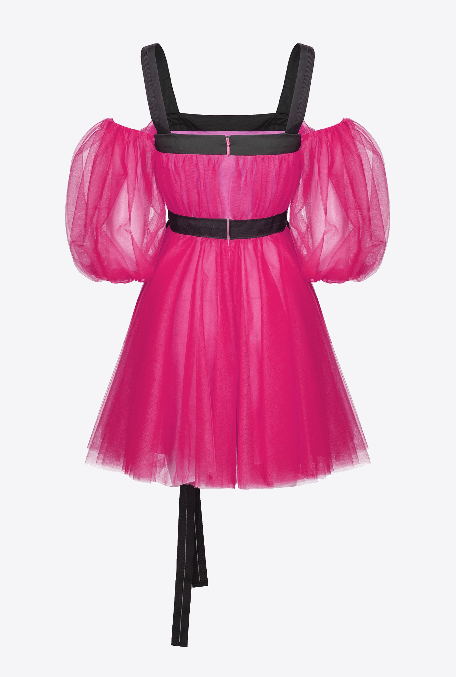 Tulle mini dress with balloon sleeves