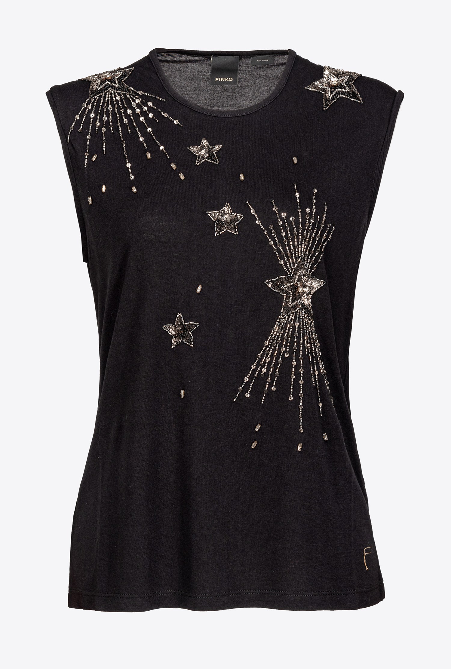 Top with shiny star embroidery