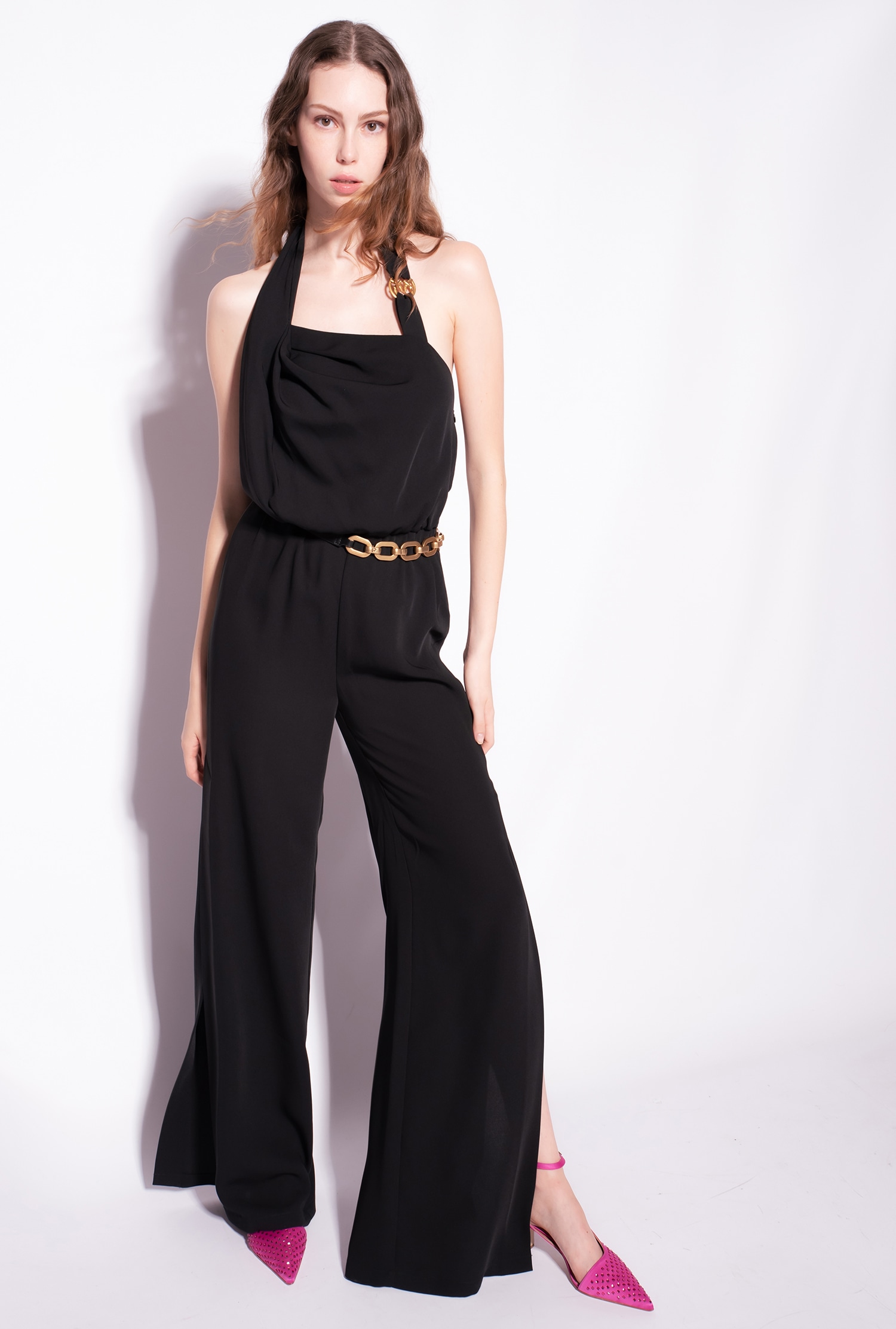 Long jumpsuit with back opening