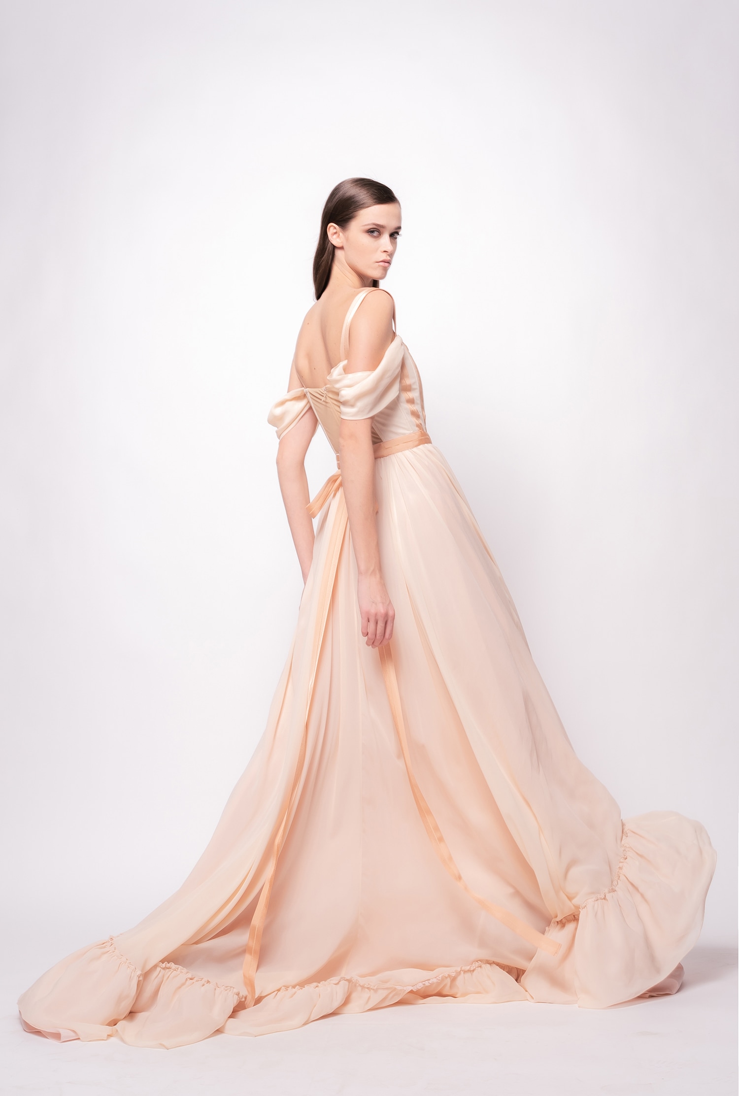 Long georgette bustier dress