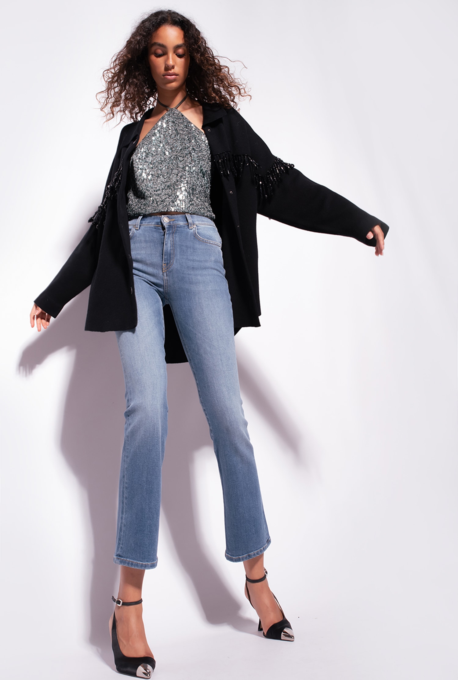 Floral sequinned top