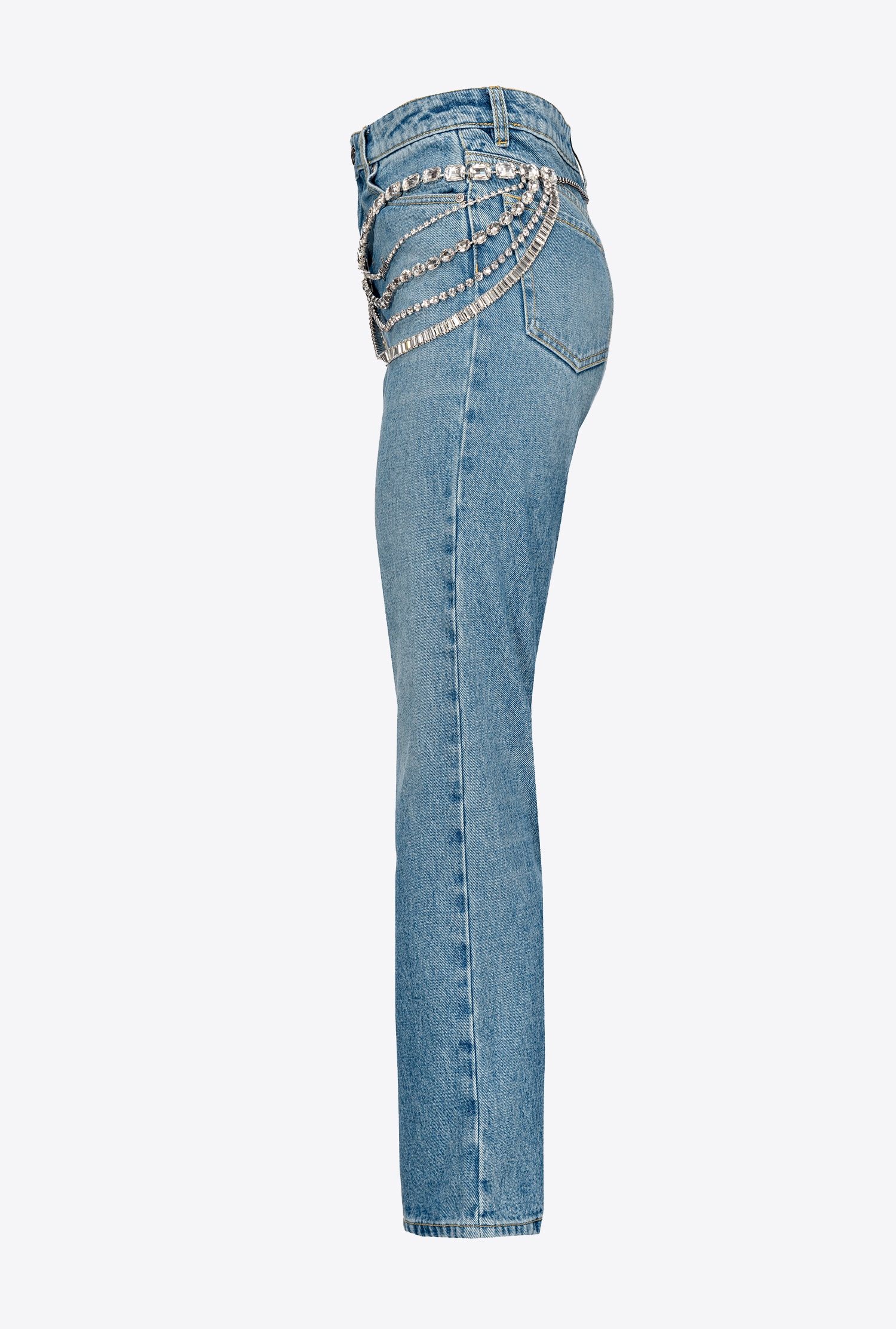 Jeans with jewel chains