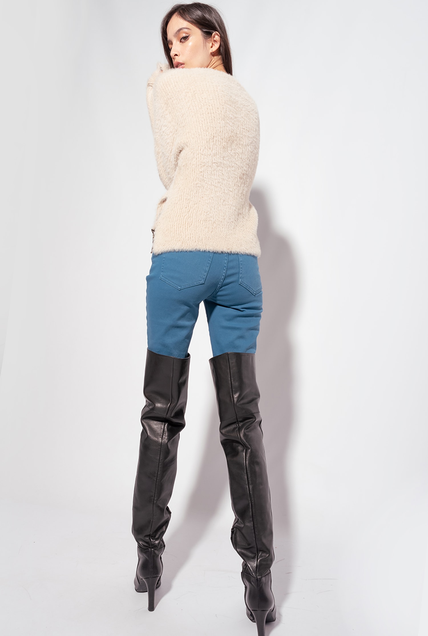 Ribbed teddy-effect pullover