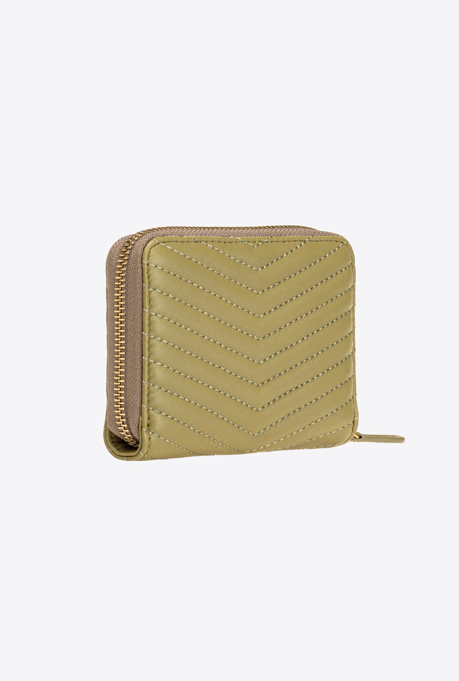 Small zip-around purse in chevron-patterned nappa leather