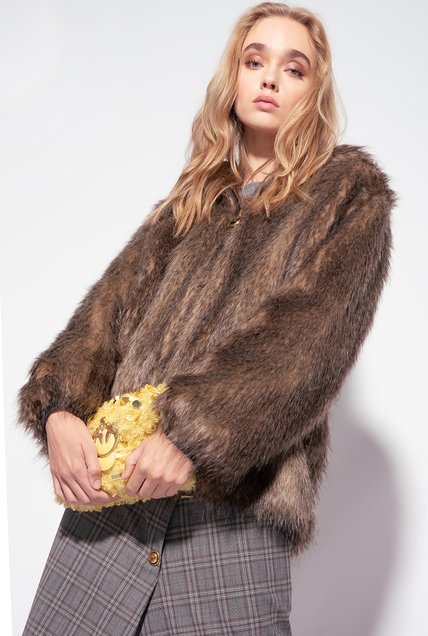 Faux fur bomber jacket