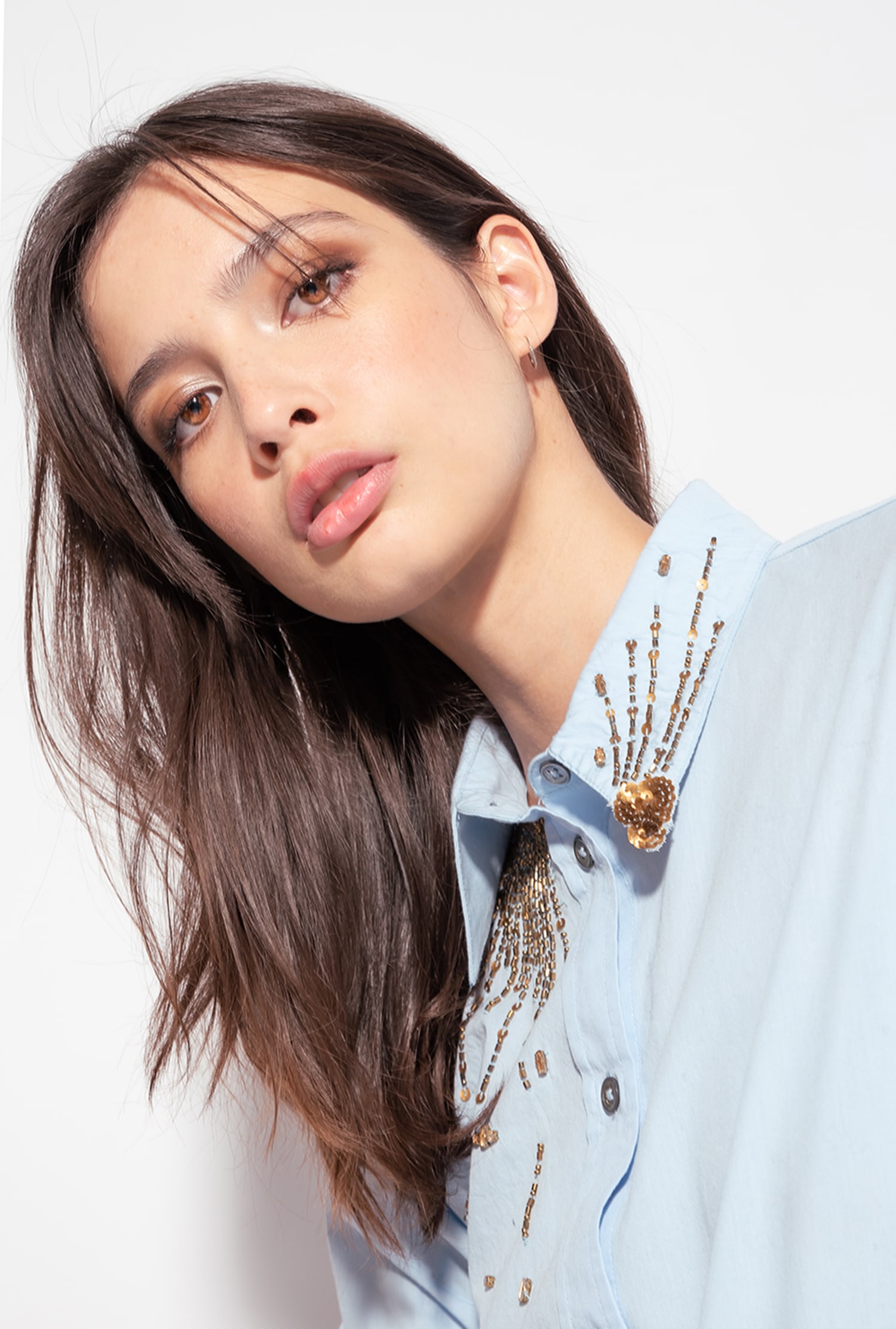 Poplin shirt with embroidery