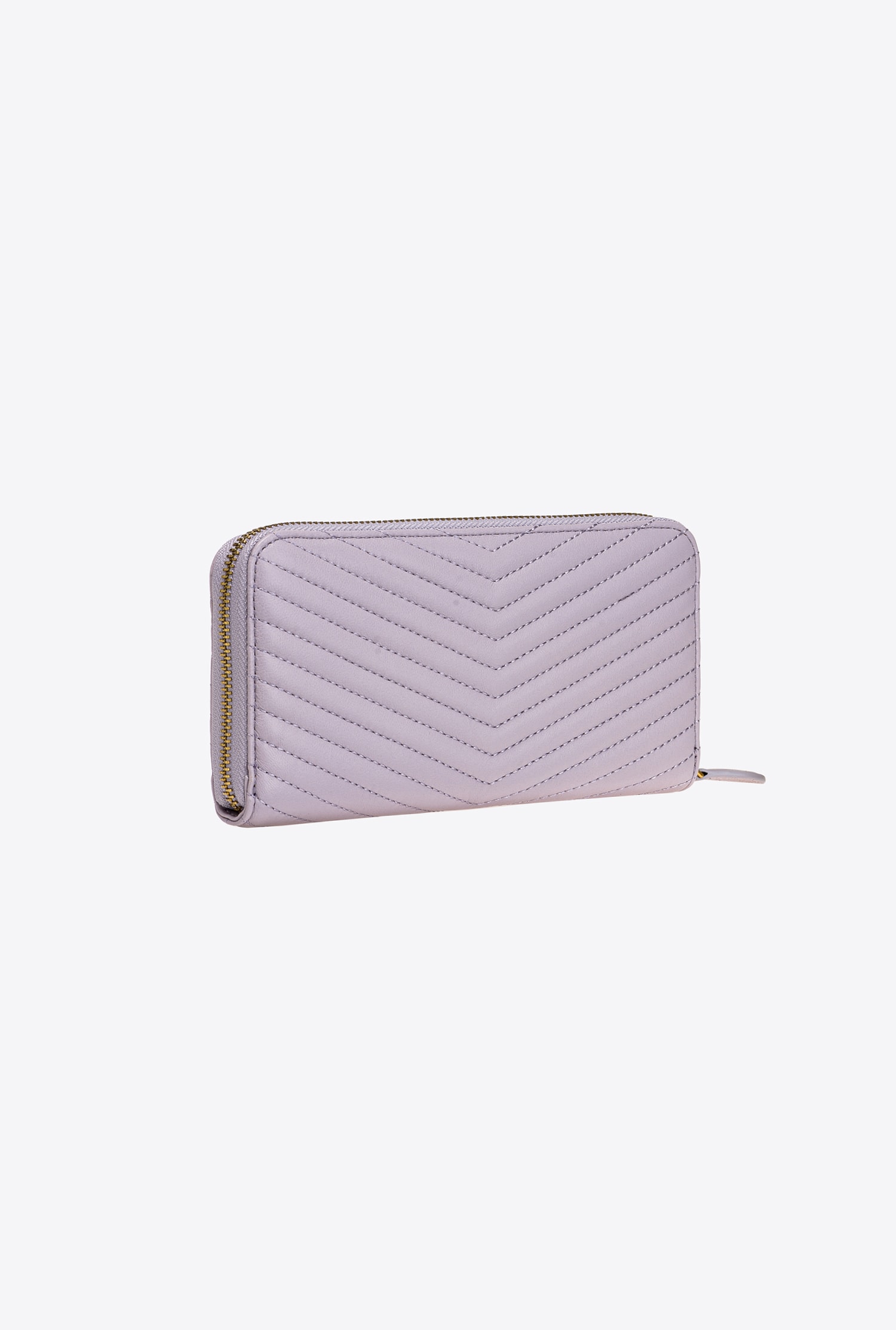 Zip-around purse in chevron-patterned nappa leather